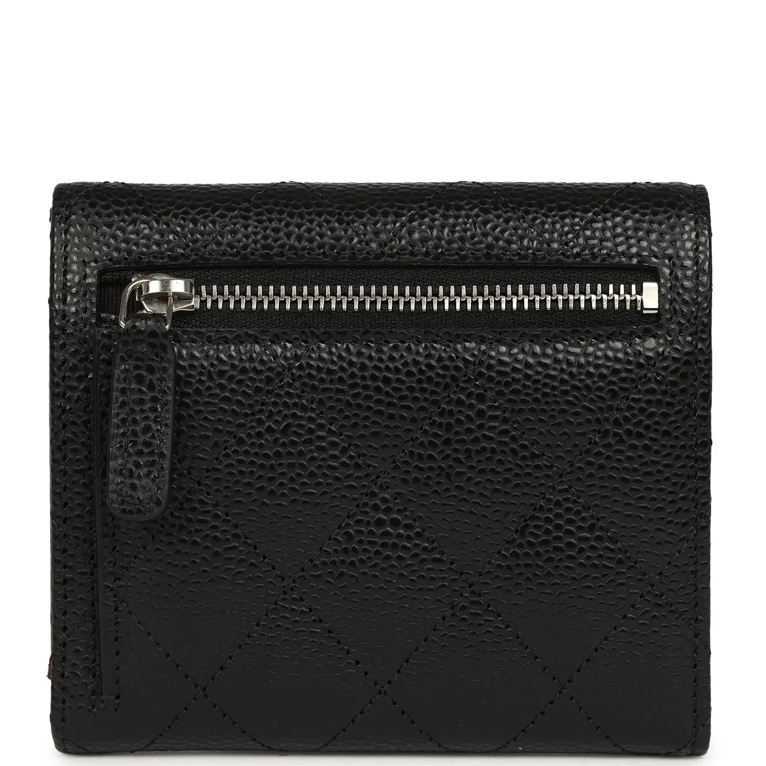 Chanel Small Classic Flap Wallet Black Shiny Caviar Silver Hardware
