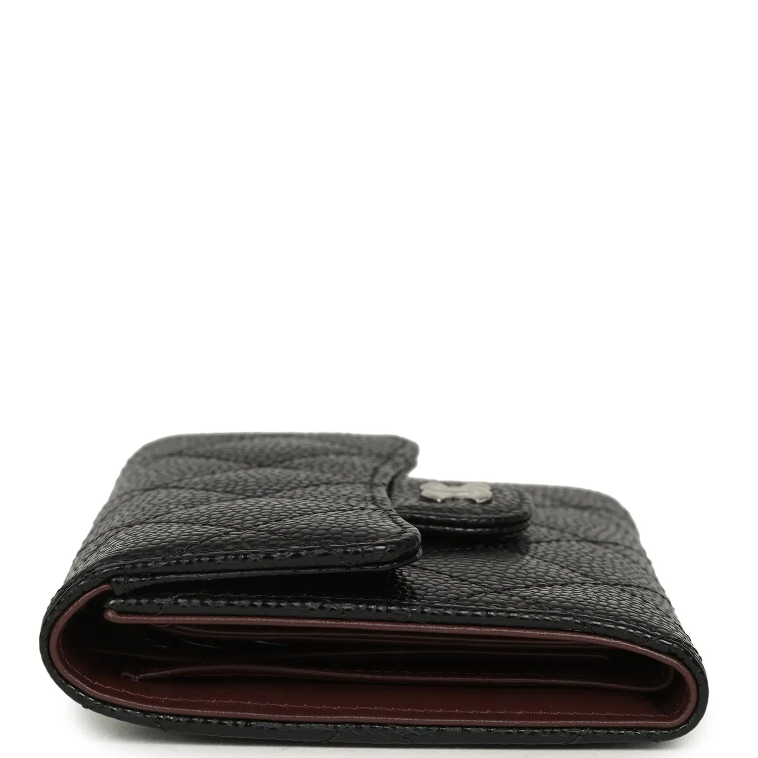 Chanel Small Classic Flap Wallet Black Shiny Caviar Silver Hardware