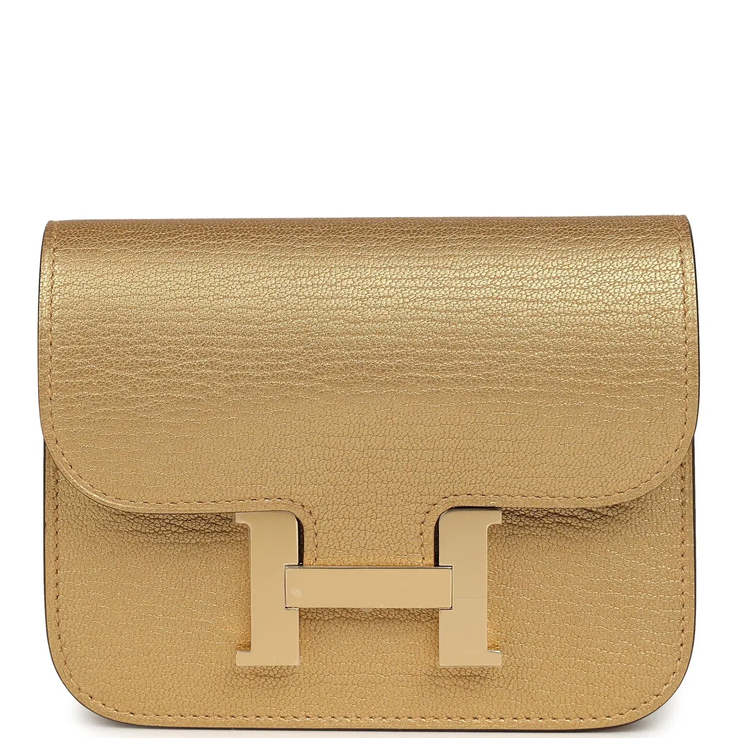 Hermes Constance Slim Wallet Dore Chevre Chamkilight Permabrass Hardware