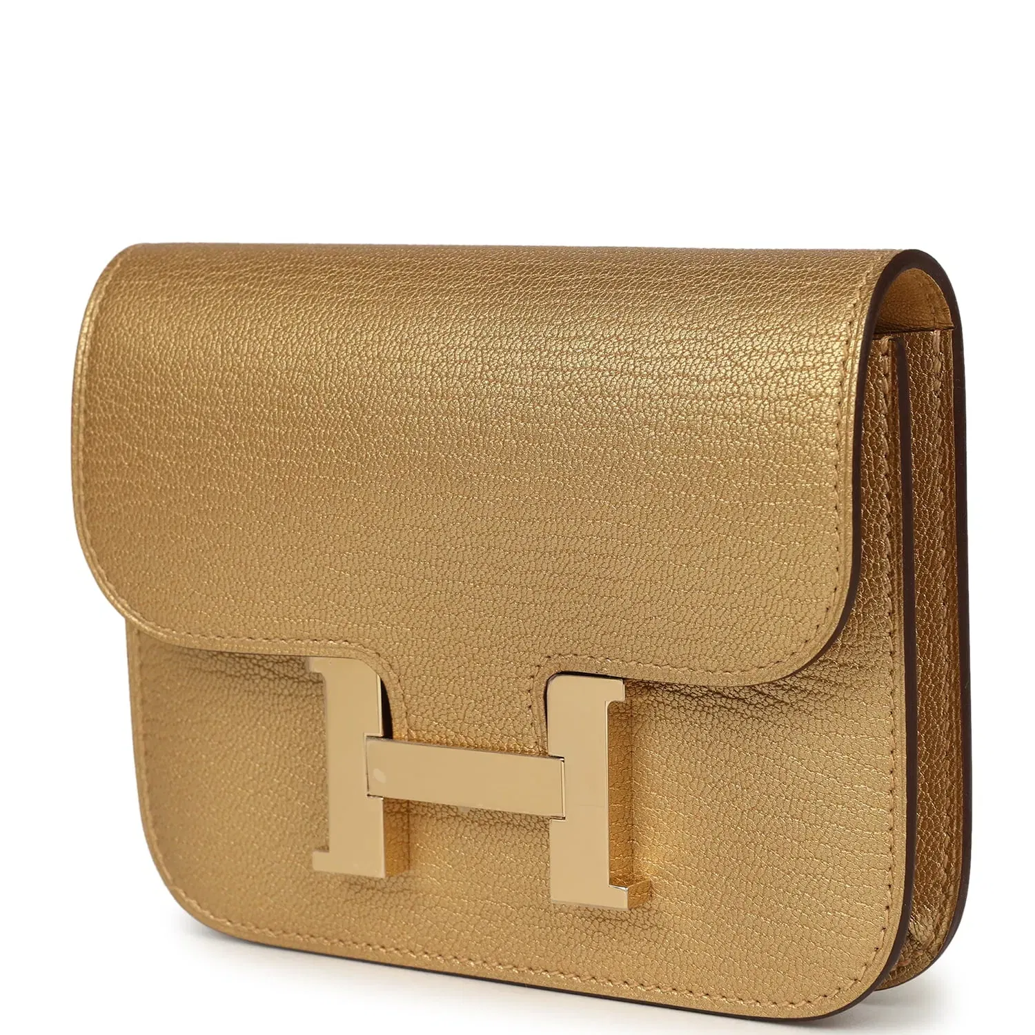 Hermes Constance Slim Wallet Dore Chevre Chamkilight Permabrass Hardware