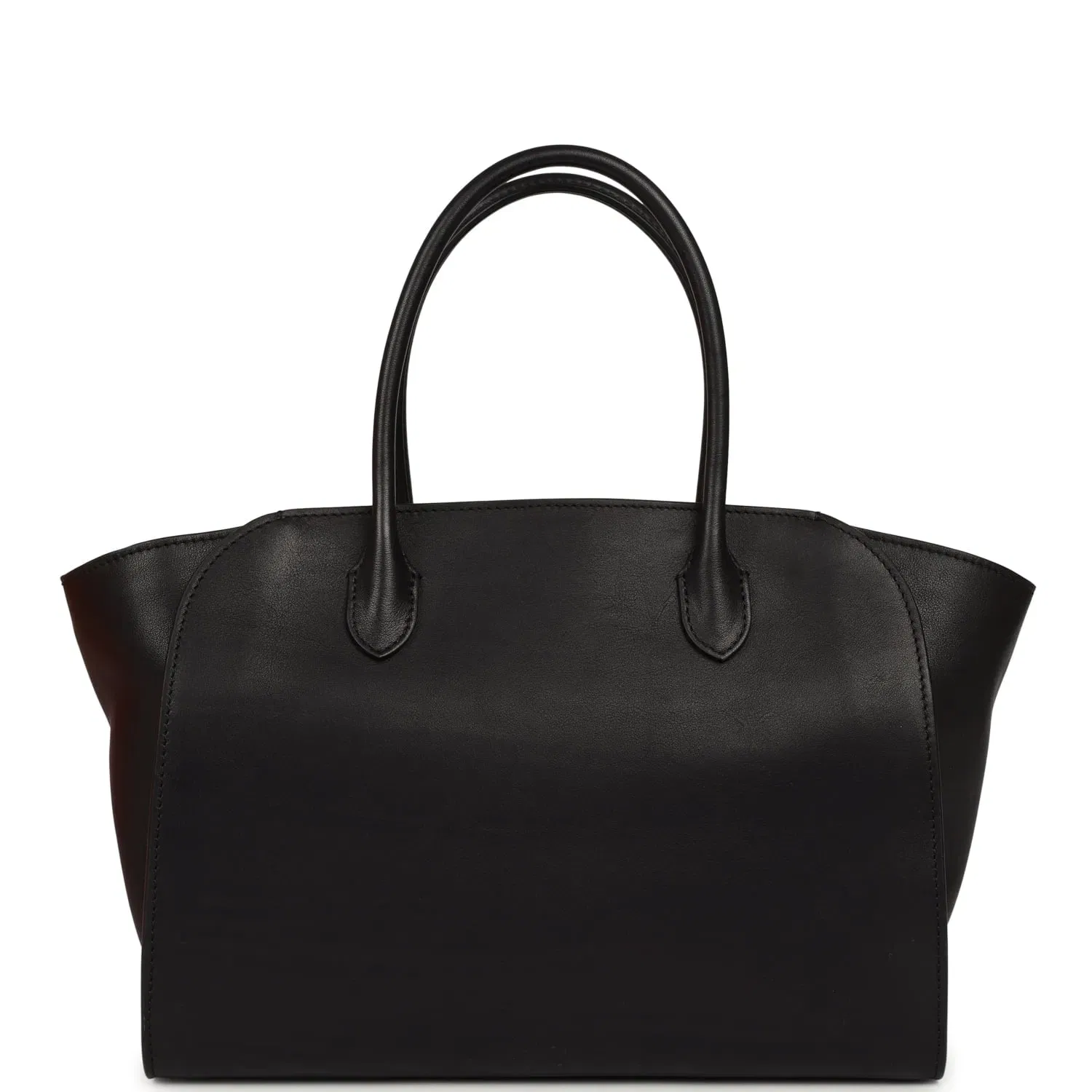 The Row Marlo 12 Tote Bag Black Saddle Silver Hardware