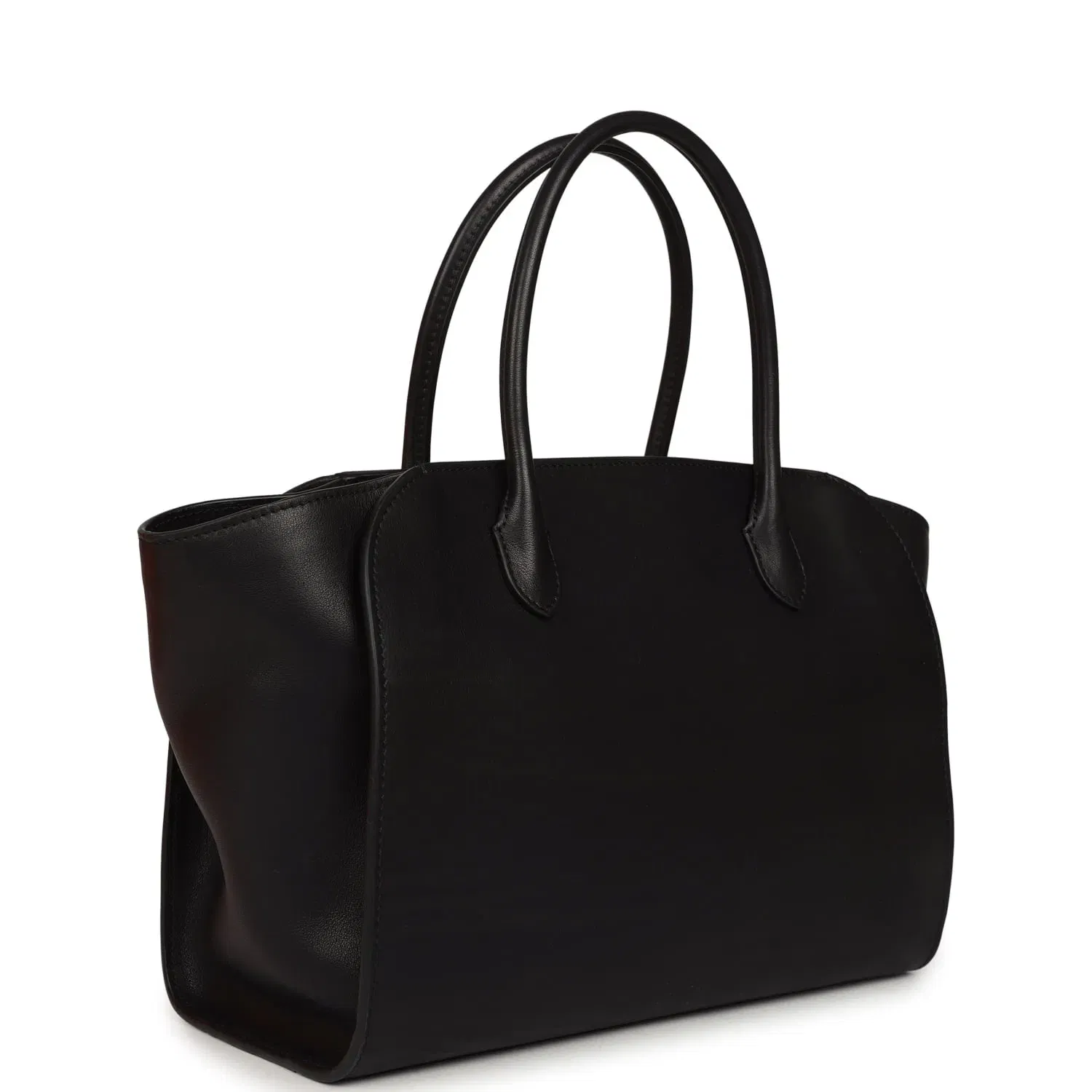 The Row Marlo 12 Tote Bag Black Saddle Silver Hardware