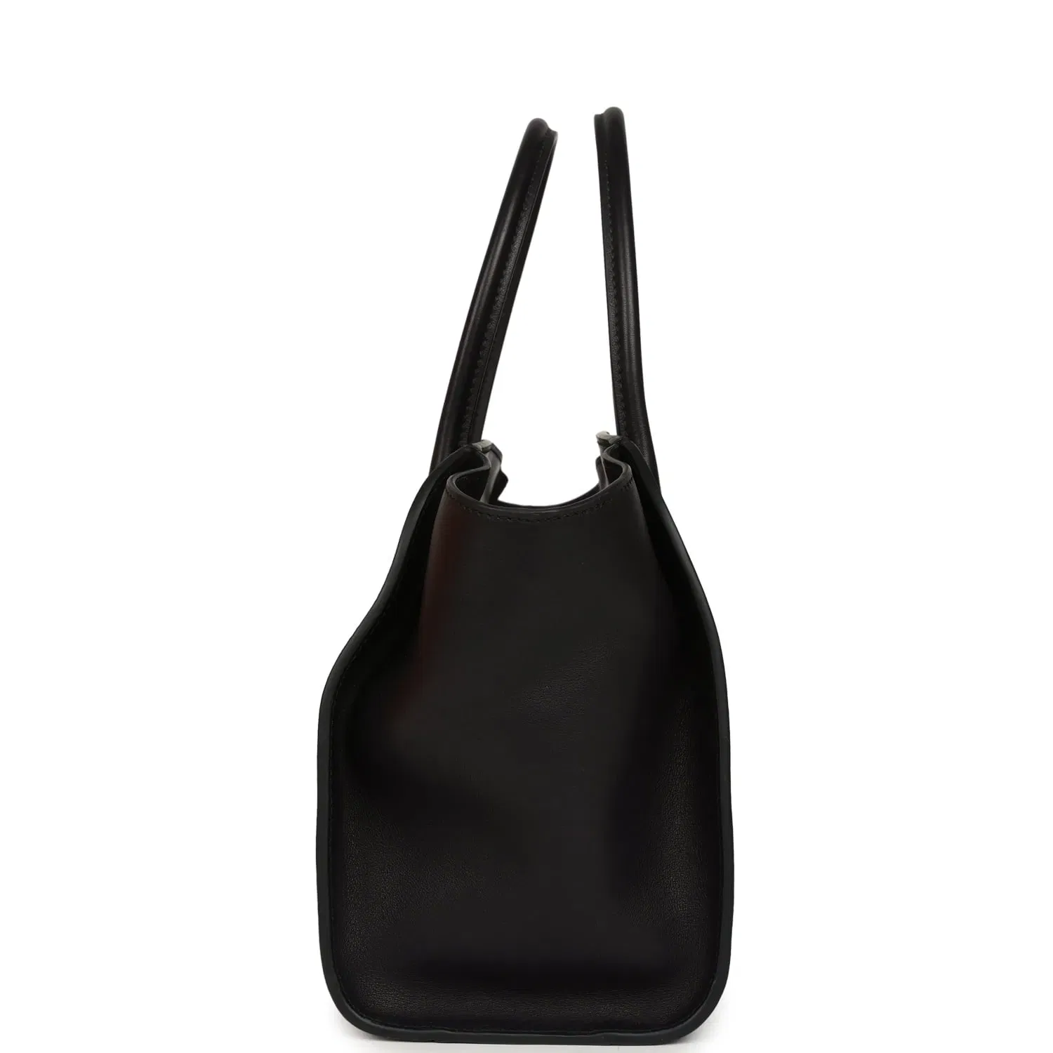 The Row Marlo 12 Tote Bag Black Saddle Silver Hardware