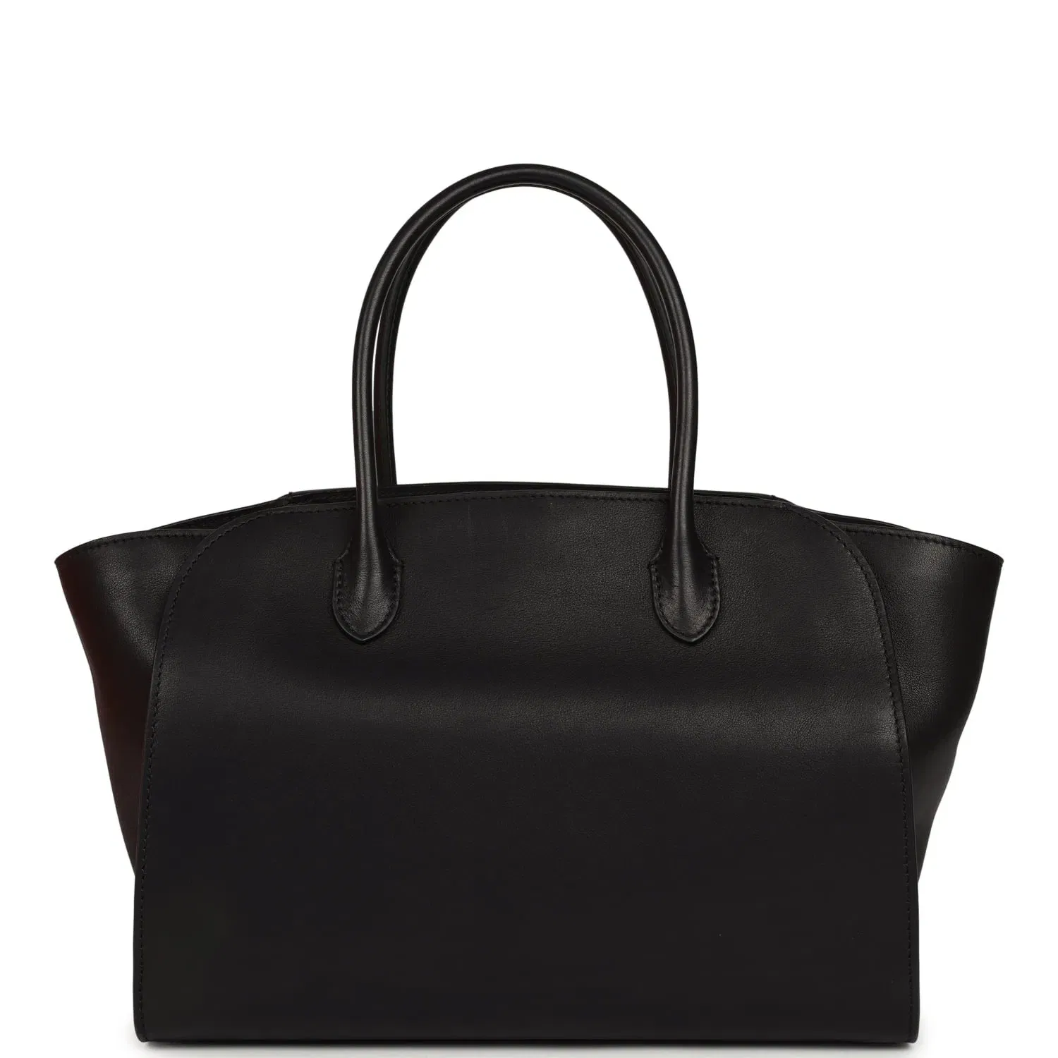 The Row Marlo 12 Tote Bag Black Saddle Silver Hardware