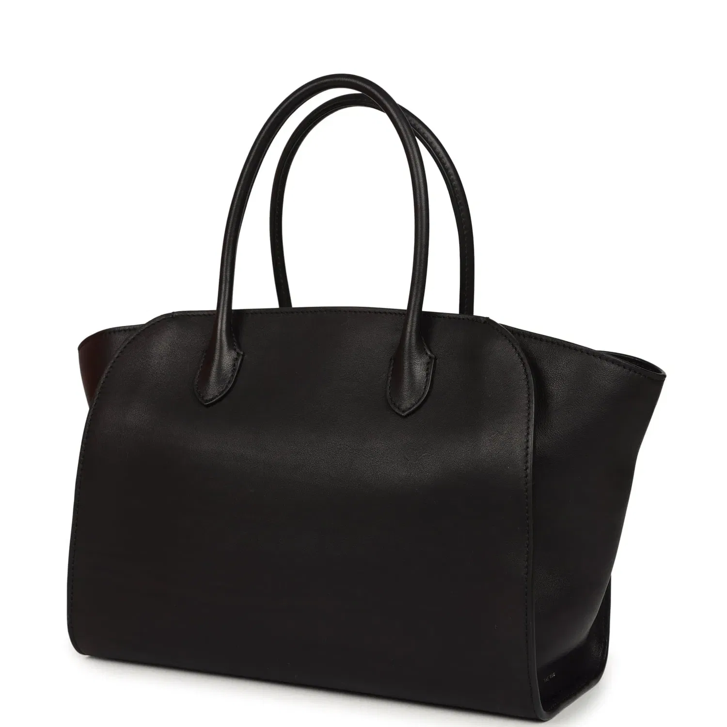 The Row Marlo 12 Tote Bag Black Saddle Silver Hardware