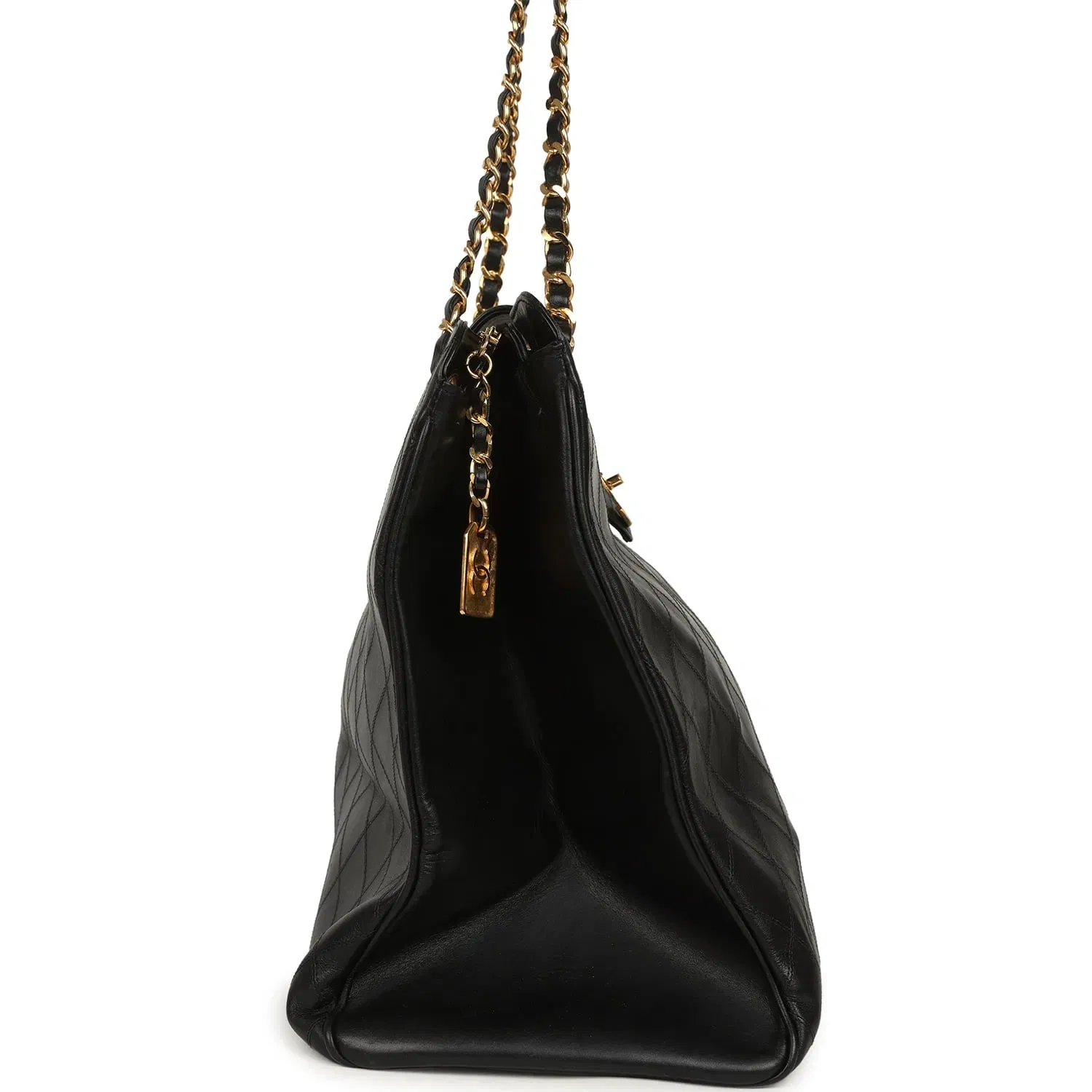 Chanel Vintage Chanel XL Supermodel Tote Bag Black Calfskin Gold Hardware