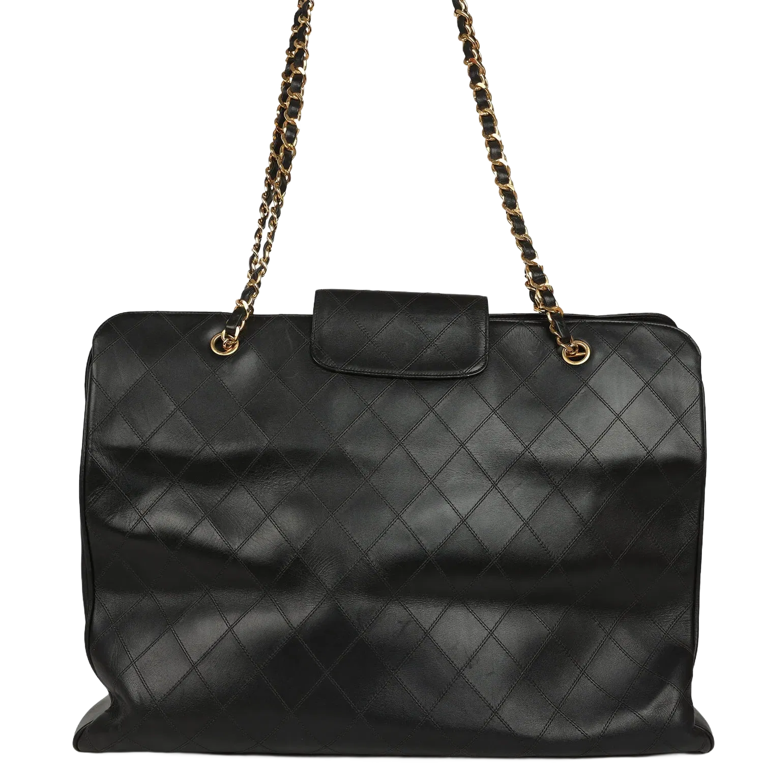 Chanel Vintage Chanel XL Supermodel Tote Bag Black Calfskin Gold Hardware