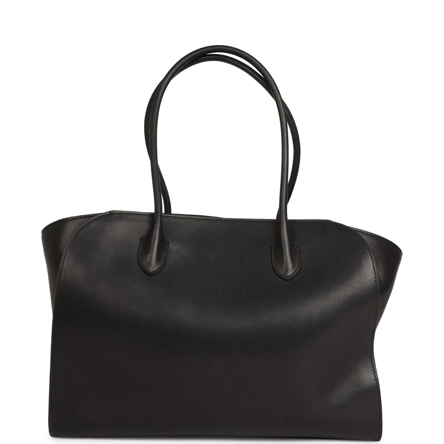 The Row Marlo 14 Tote Bag Black Saddle Silver Hardware