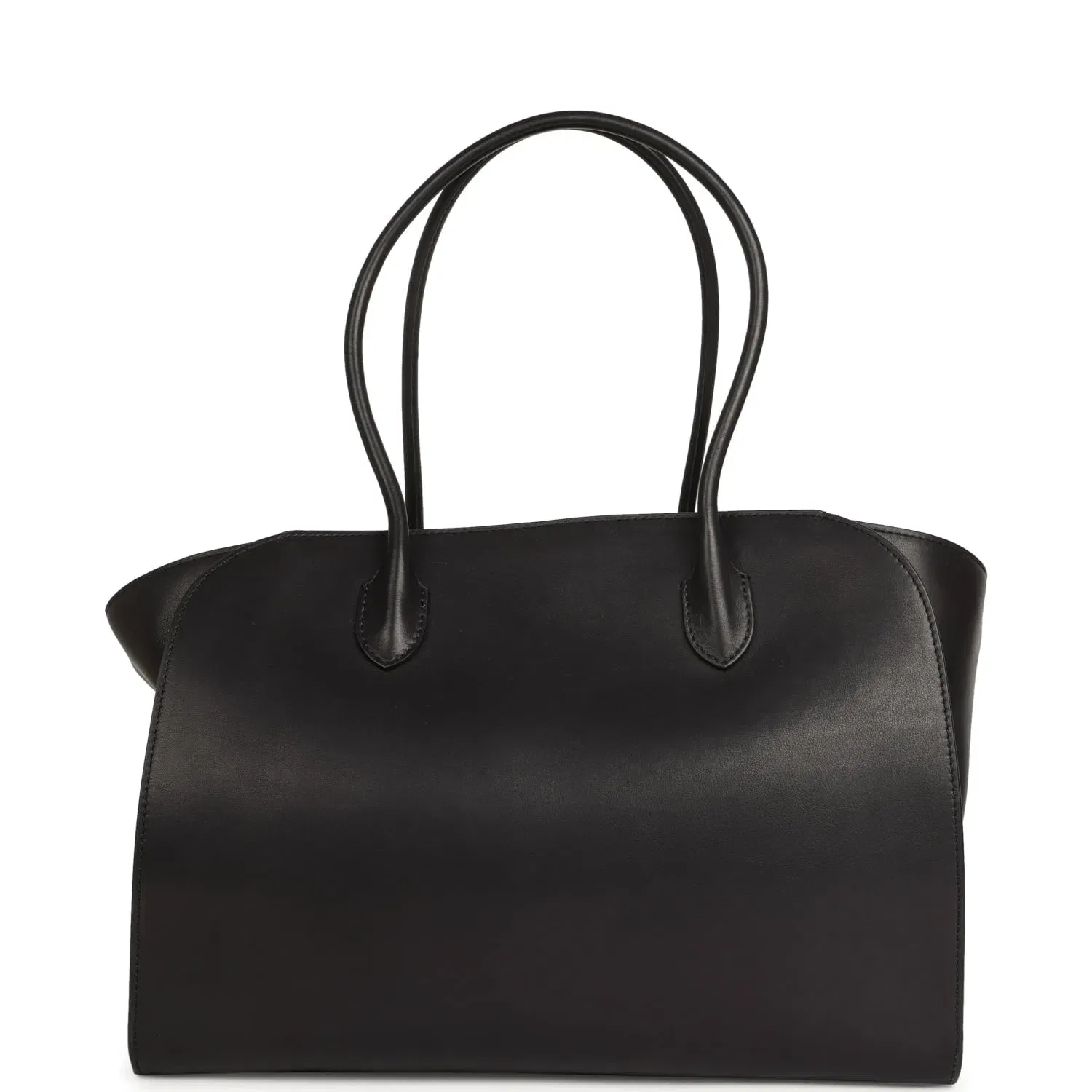 The Row Marlo 14 Tote Bag Black Saddle Silver Hardware