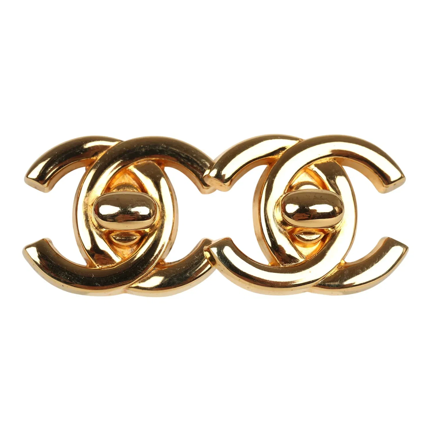 Chanel Vintage Chanel 24K Gold Plated Small CC Turnlock Earrings