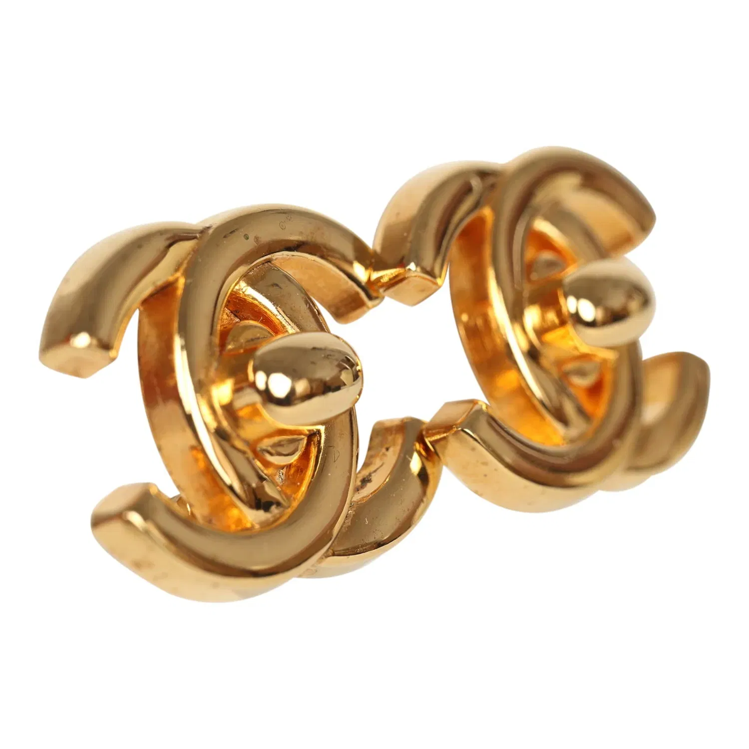 Chanel Vintage Chanel 24K Gold Plated Small CC Turnlock Earrings