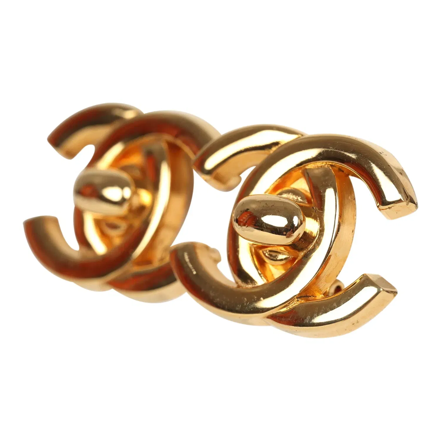 Chanel Vintage Chanel 24K Gold Plated Small CC Turnlock Earrings