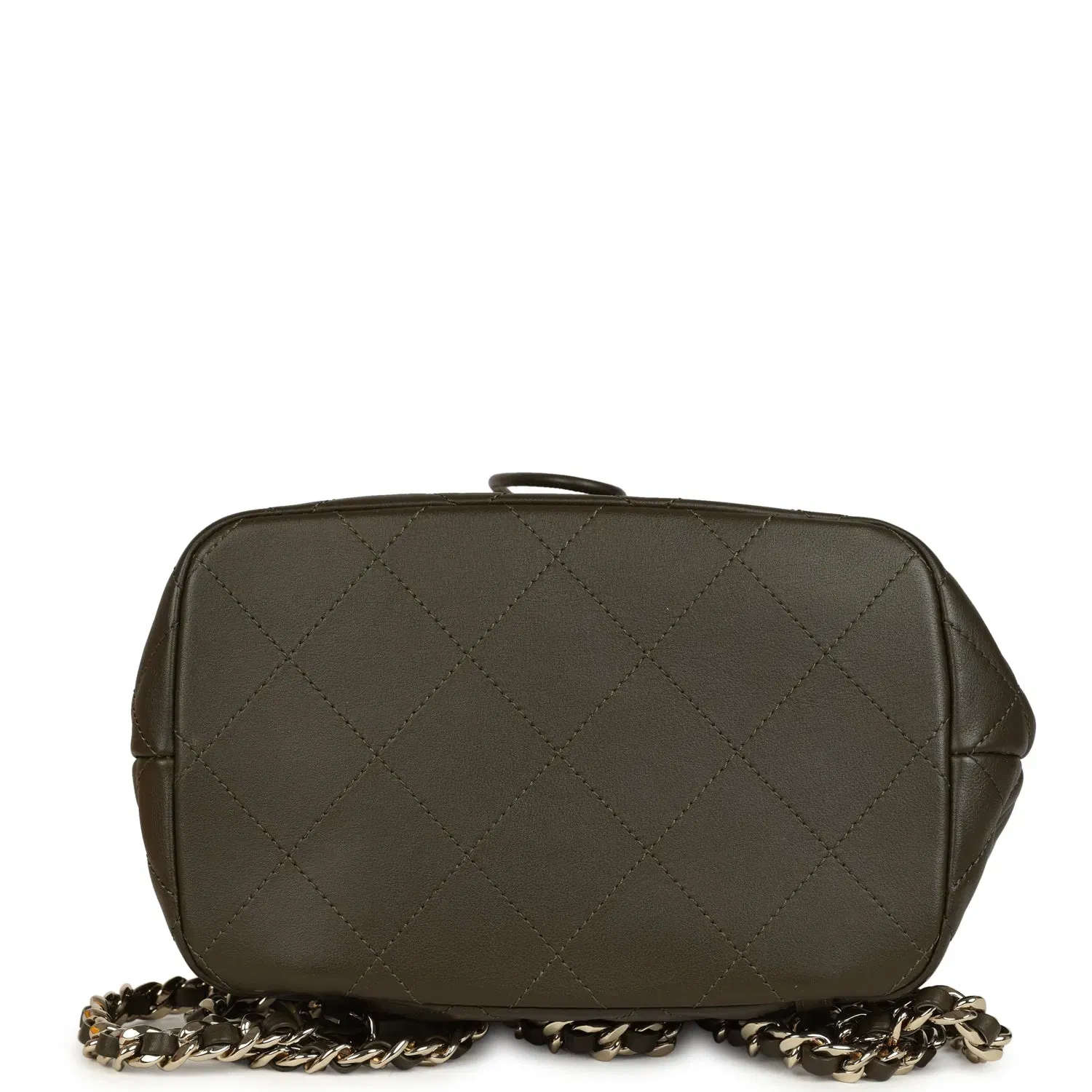 Chanel Mini Duma Drawstring Backpack Khaki Lambskin Light Gold Hardware