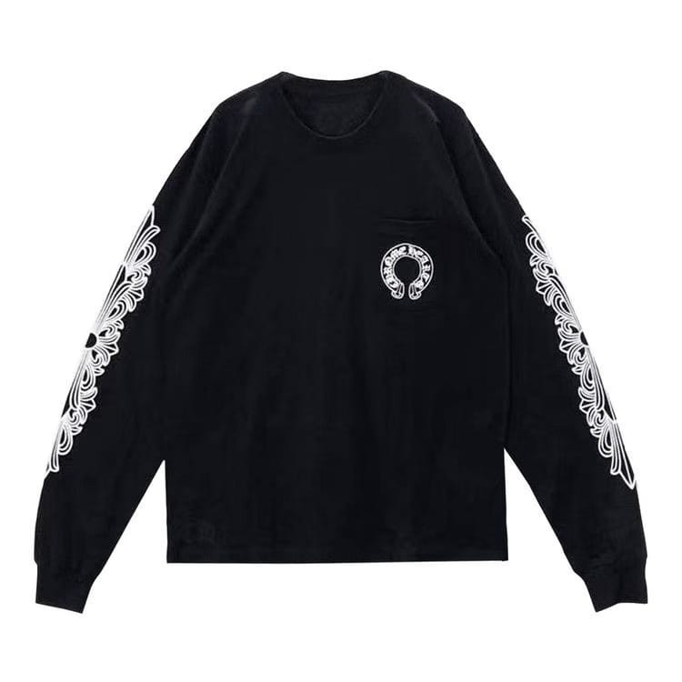 Chrome Hearts Horseshoe Long-Sleeve T-Shirt Black/White