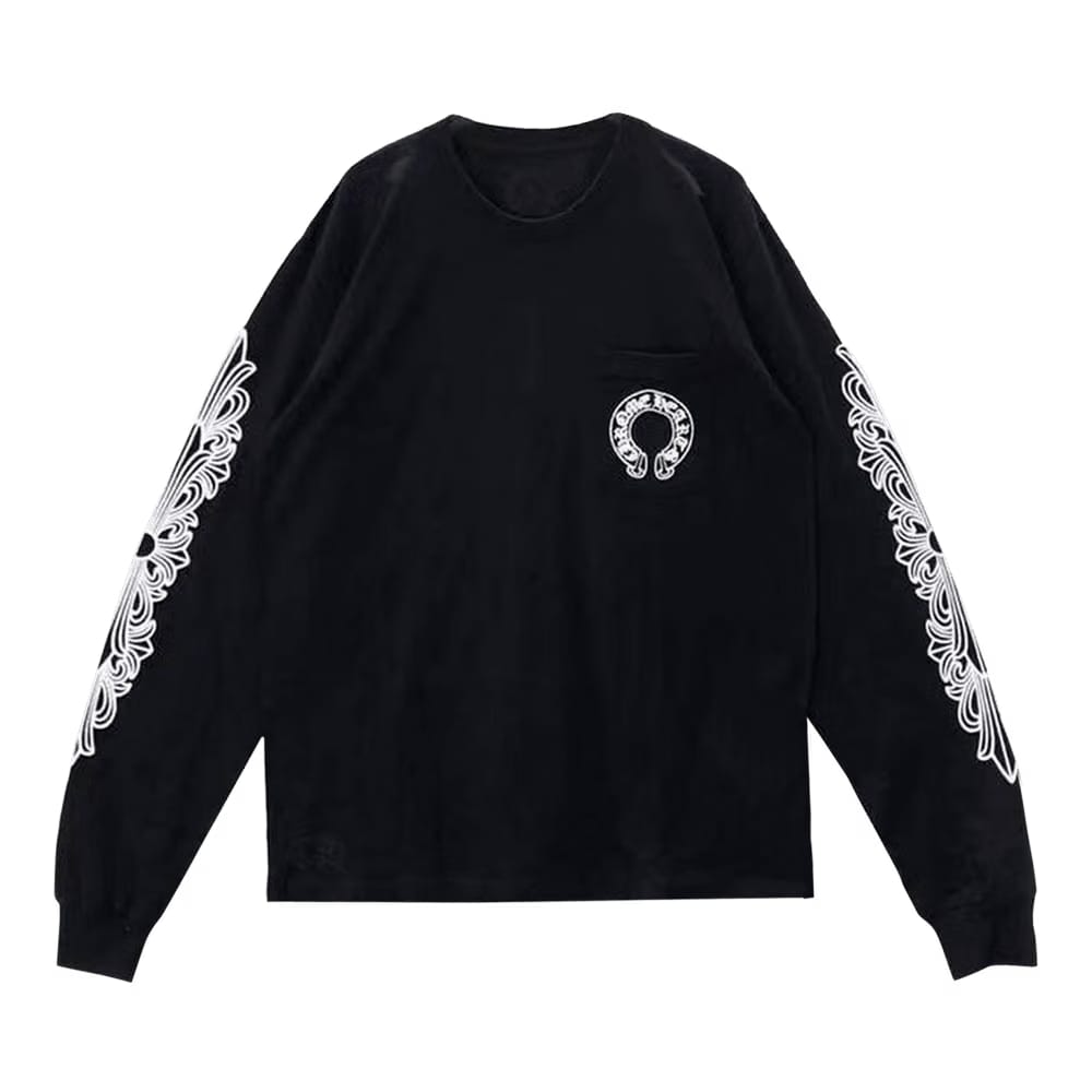 Chrome Hearts Horseshoe Long-Sleeve T-Shirt Black/White