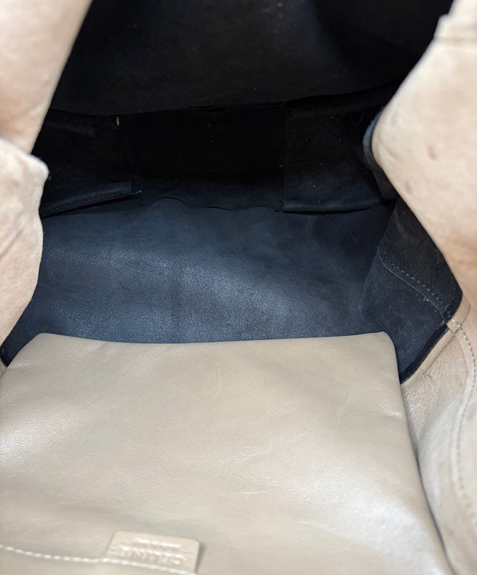 Celine Cabas Bag, Two-tone Black & Taupe Leather Handbag