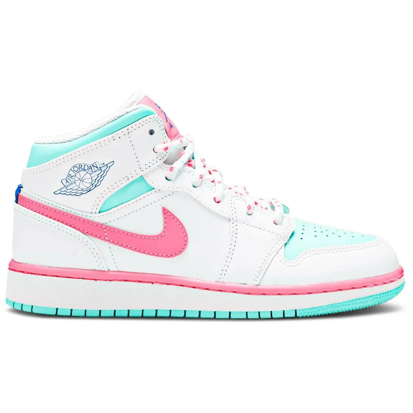 Air Jordan 1 Mid 'White Pink Green Soar' (GS/Juniors) (2020)