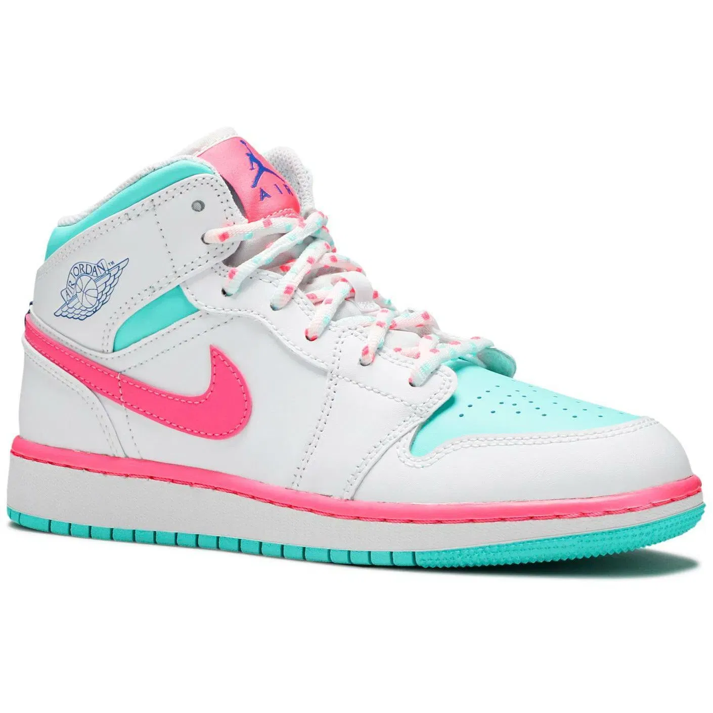 Air Jordan 1 Mid 'White Pink Green Soar' (GS/Juniors) (2020)
