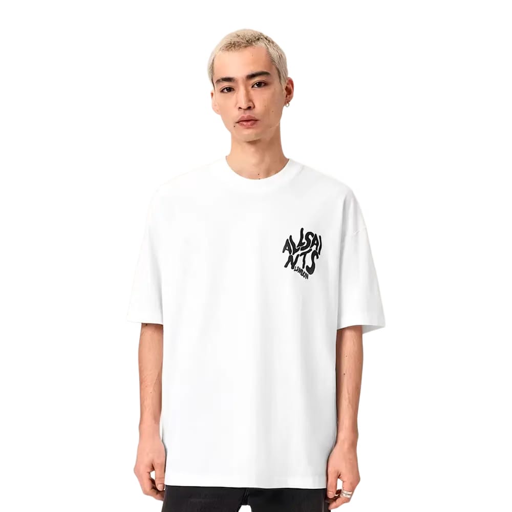 ALLSAINTS Orlando Logo Print Oversized T-Shirt Ashen White