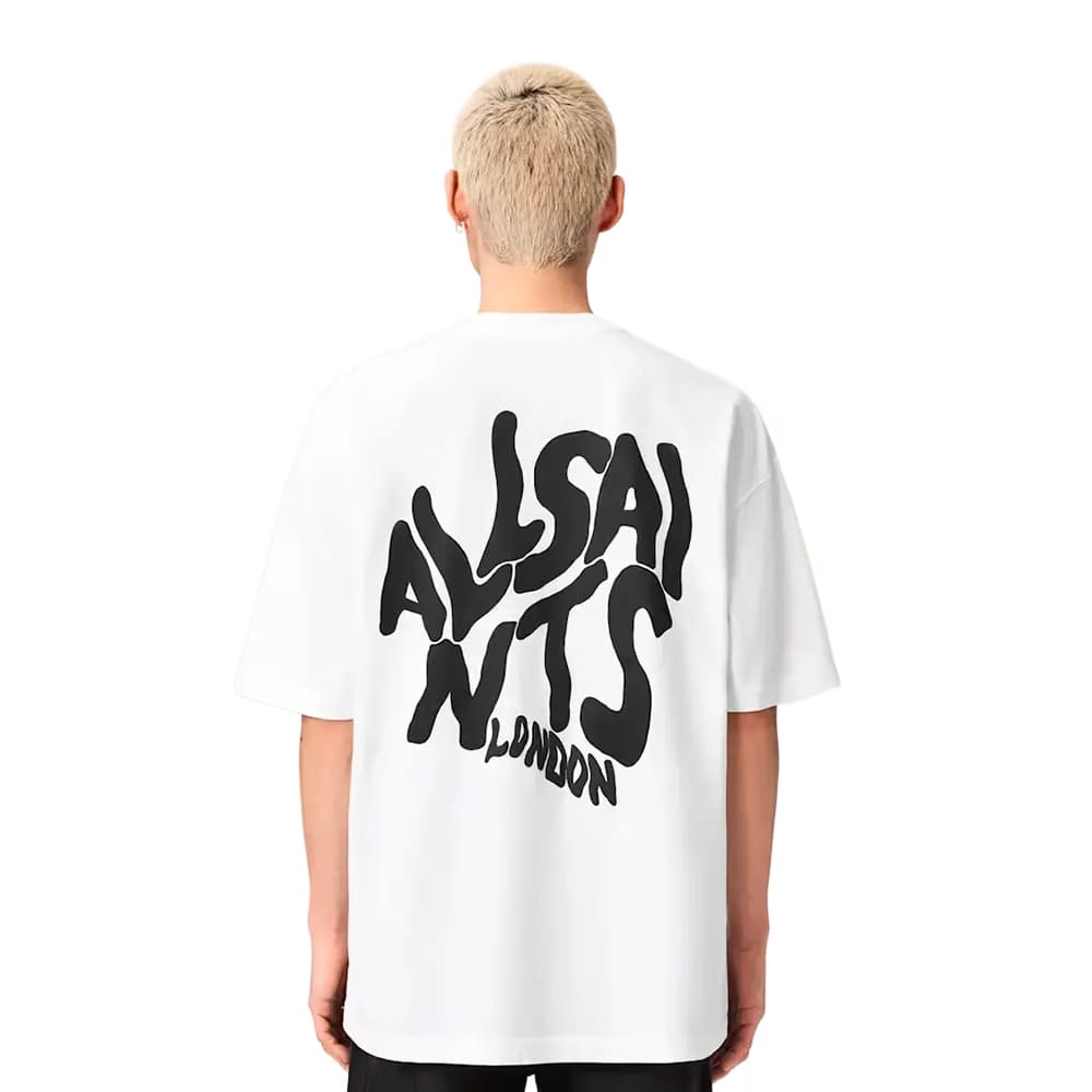 ALLSAINTS Orlando Logo Print Oversized T-Shirt Ashen White