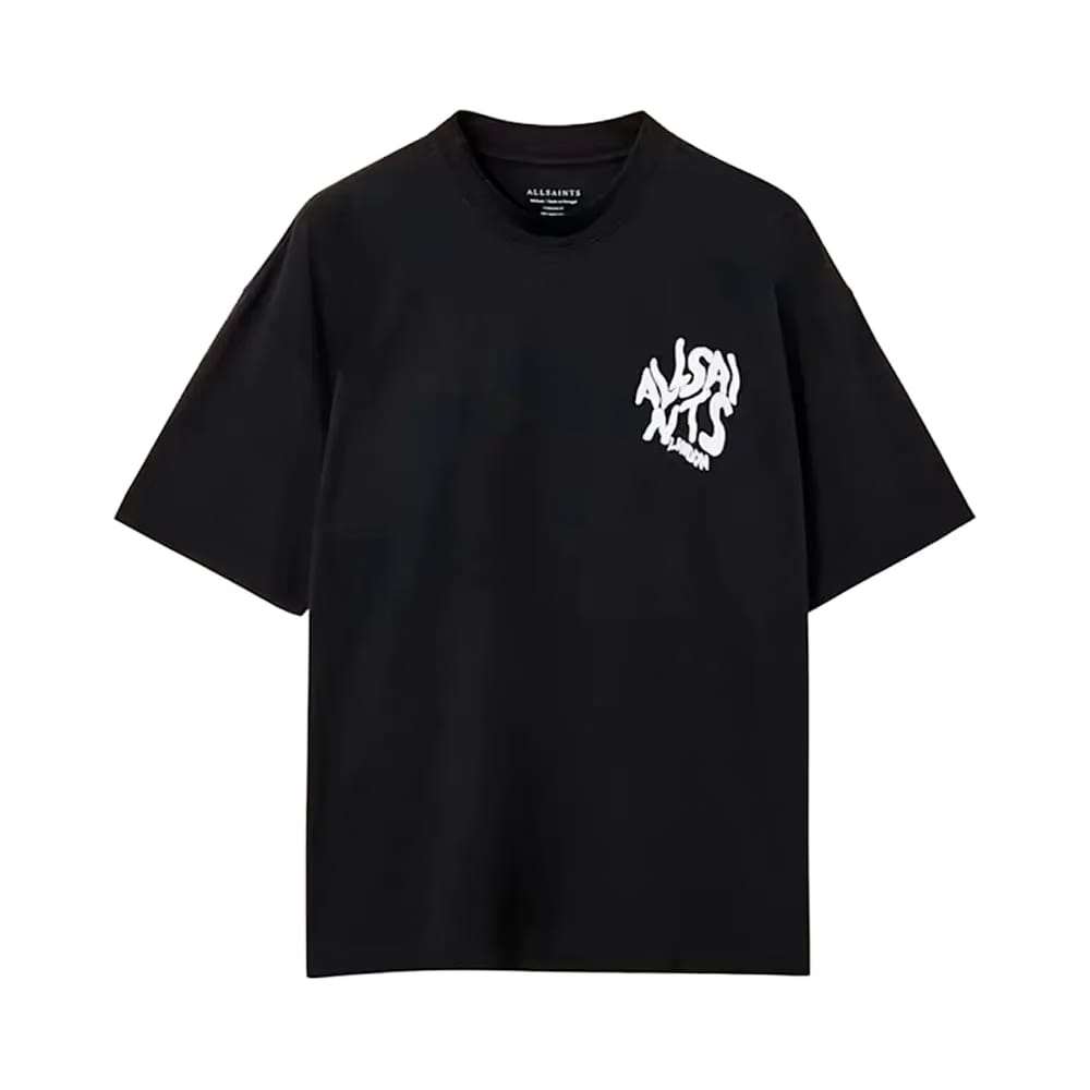 ALLSAINTS Orlando Logo Print Oversized T-Shirt Jet Black