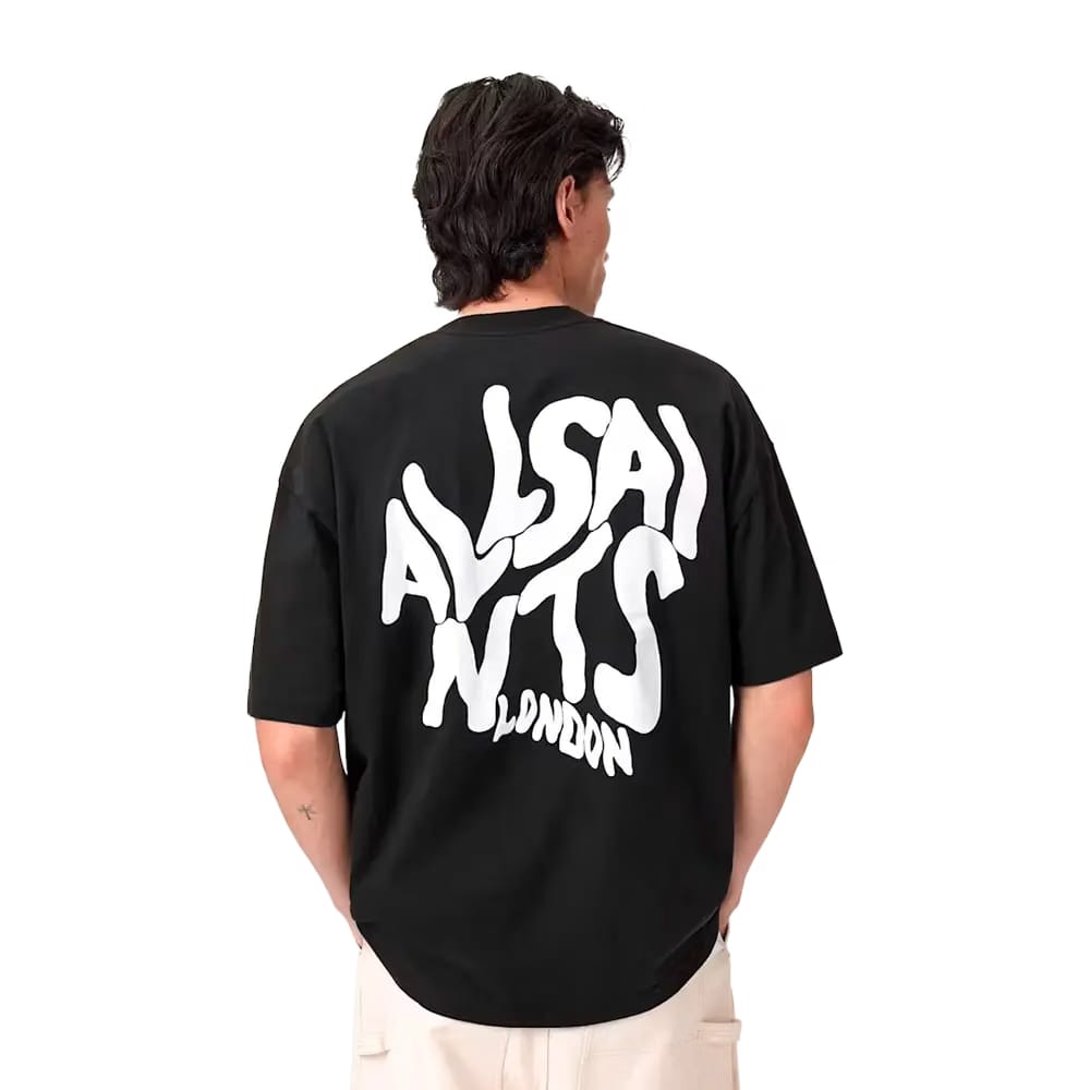 ALLSAINTS Orlando Logo Print Oversized T-Shirt Jet Black