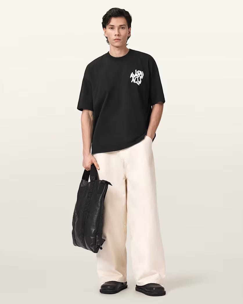 ALLSAINTS Orlando Logo Print Oversized T-Shirt Jet Black