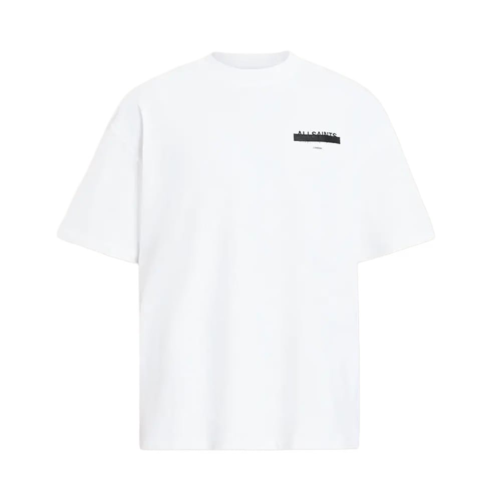 ALLSAINTS Redact Oversized Embroidered Logo T-Shirt Ashen White