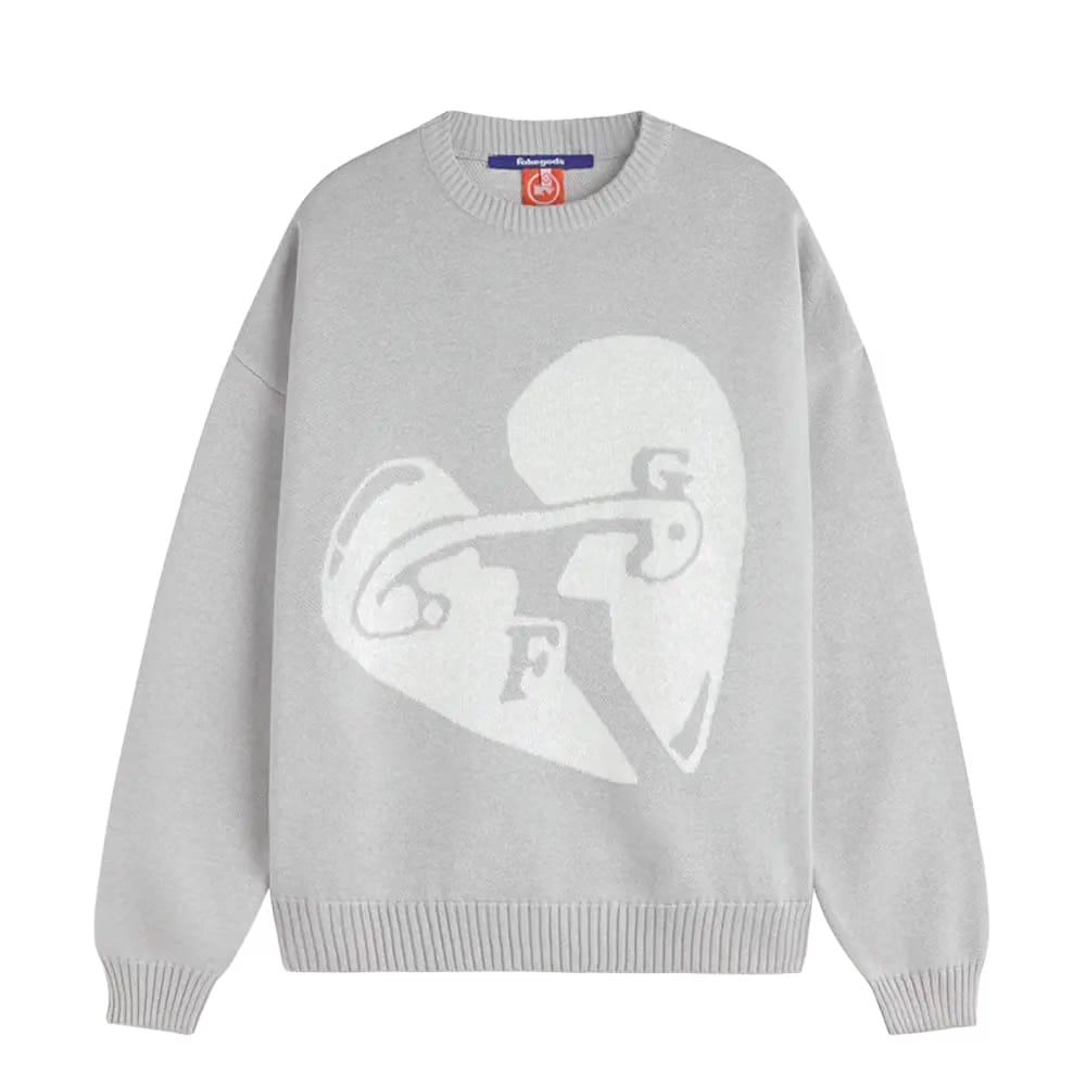 Fakegods Valentines Knitted Sweater Light Grey
