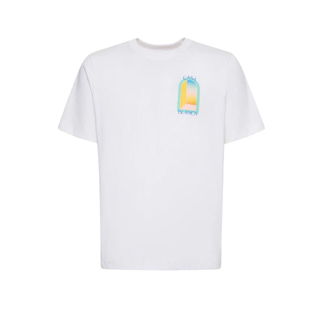 Casablanca l'arche colore blue print regular fit cotton t-shirt