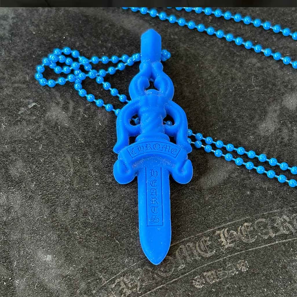 Chrome Hearts Blue Silicone Dagger Necklace