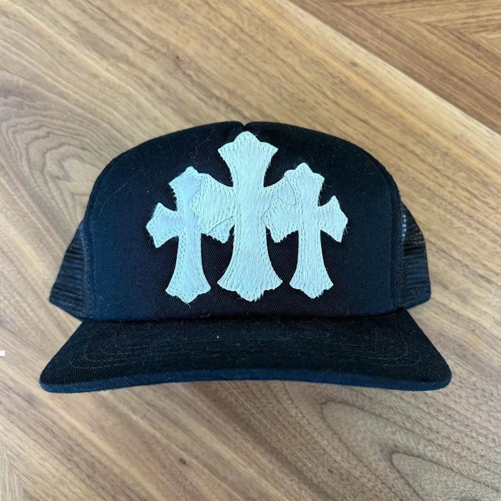 Chrome Hearts Pony Hair Black White Cap