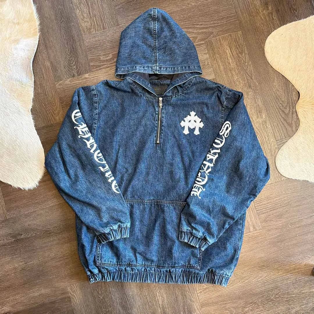 Chrome Hearts Blue Denim Triple Patch Jacket