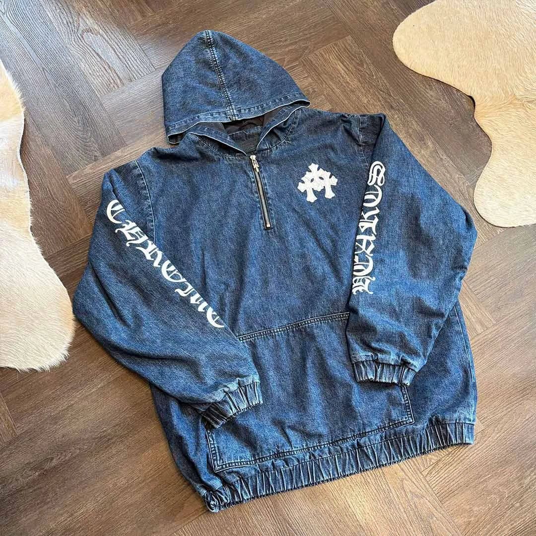 Chrome Hearts Blue Denim Triple Patch Jacket