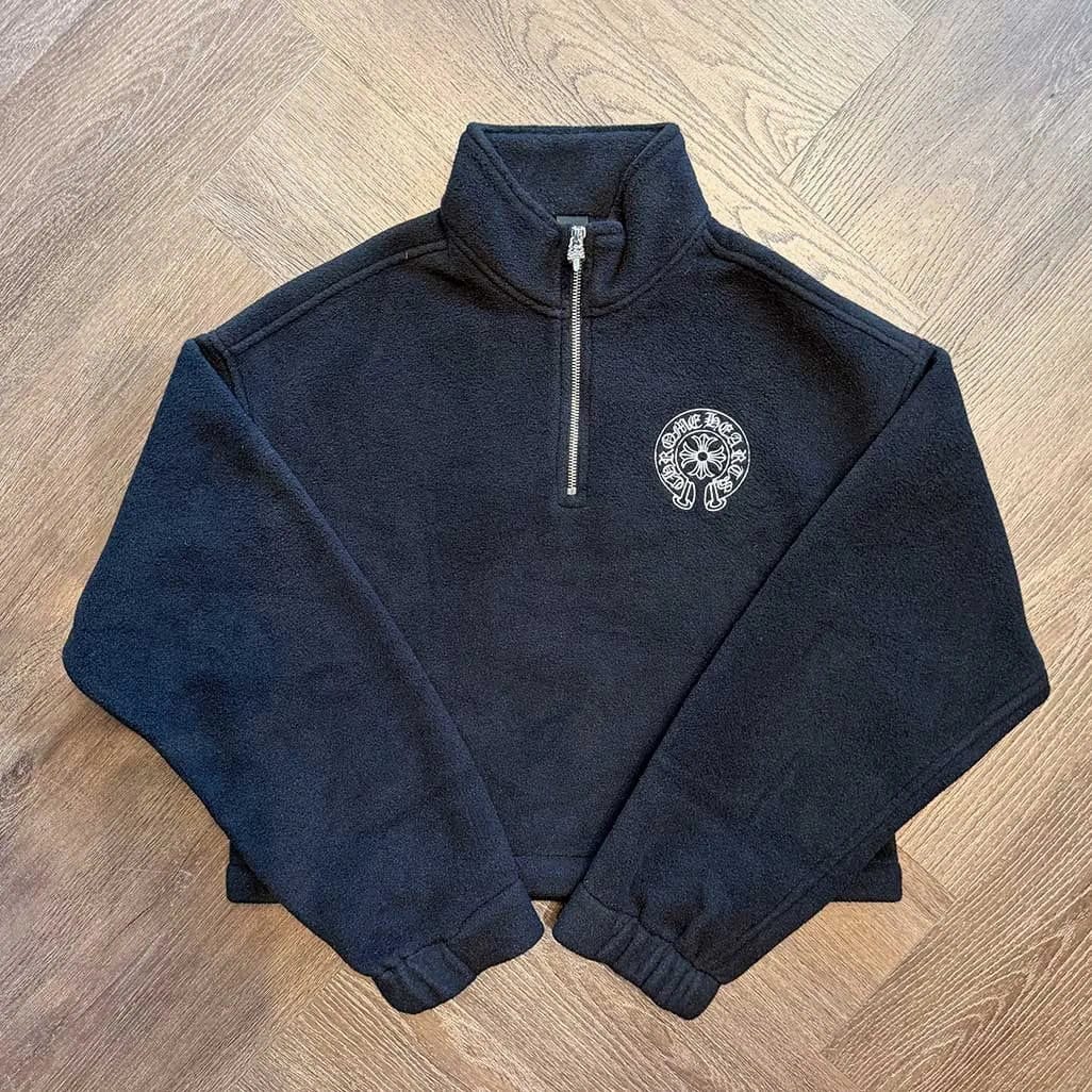 Chrome Hearts Half Zip Horse Shoe Fleece Jacket Black