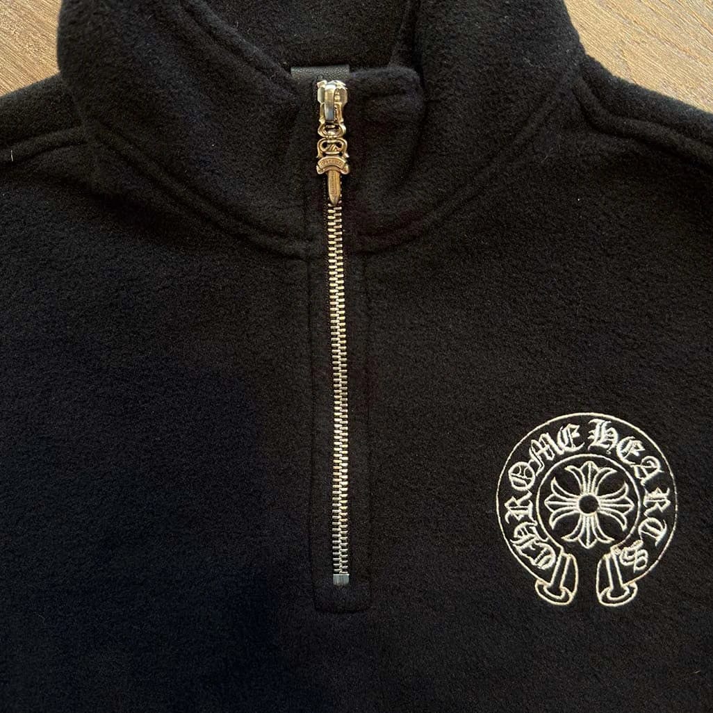 Chrome Hearts Half Zip Horse Shoe Fleece Jacket Black
