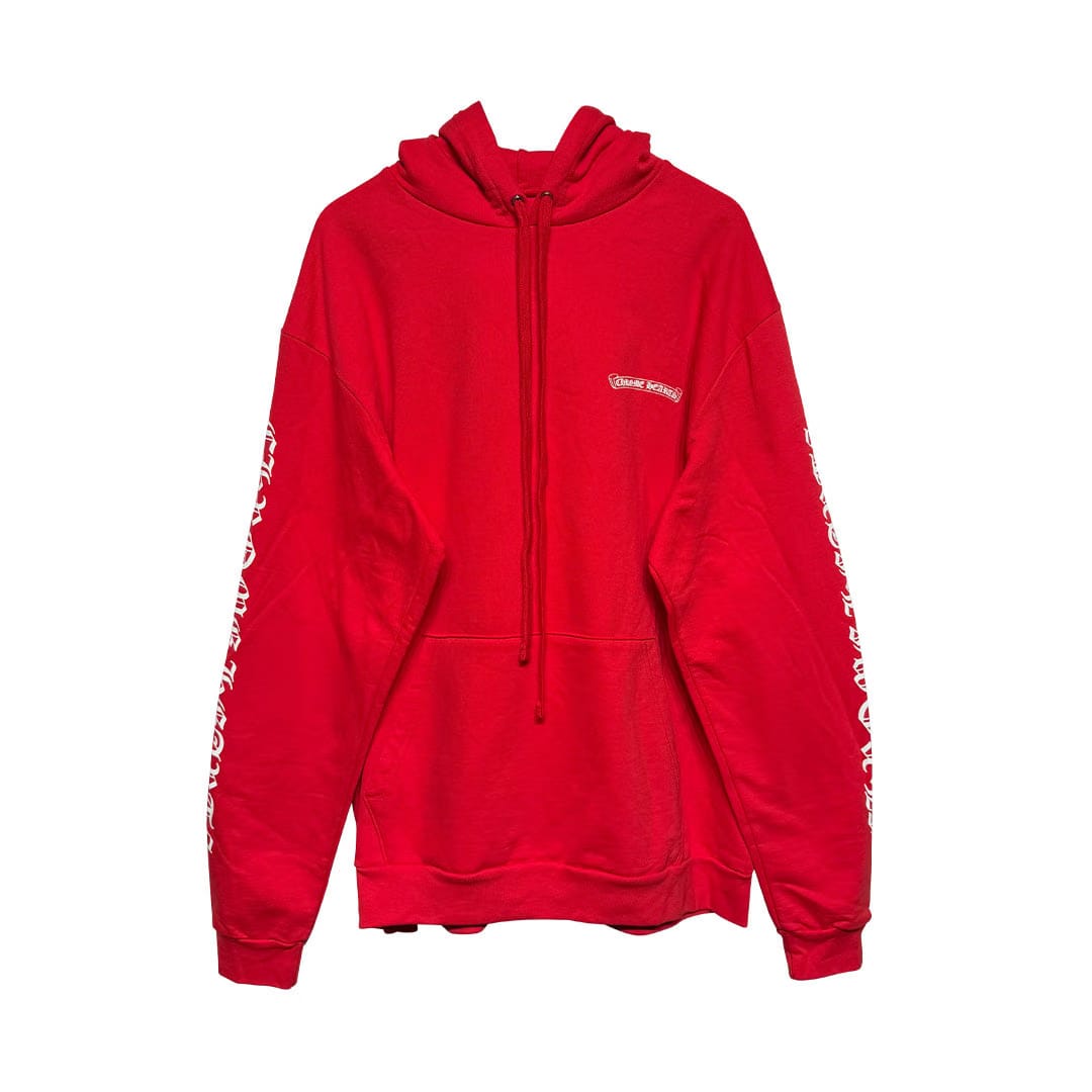 Chrome Hearts Red White Scroll Logo Hooded Sweatshirt