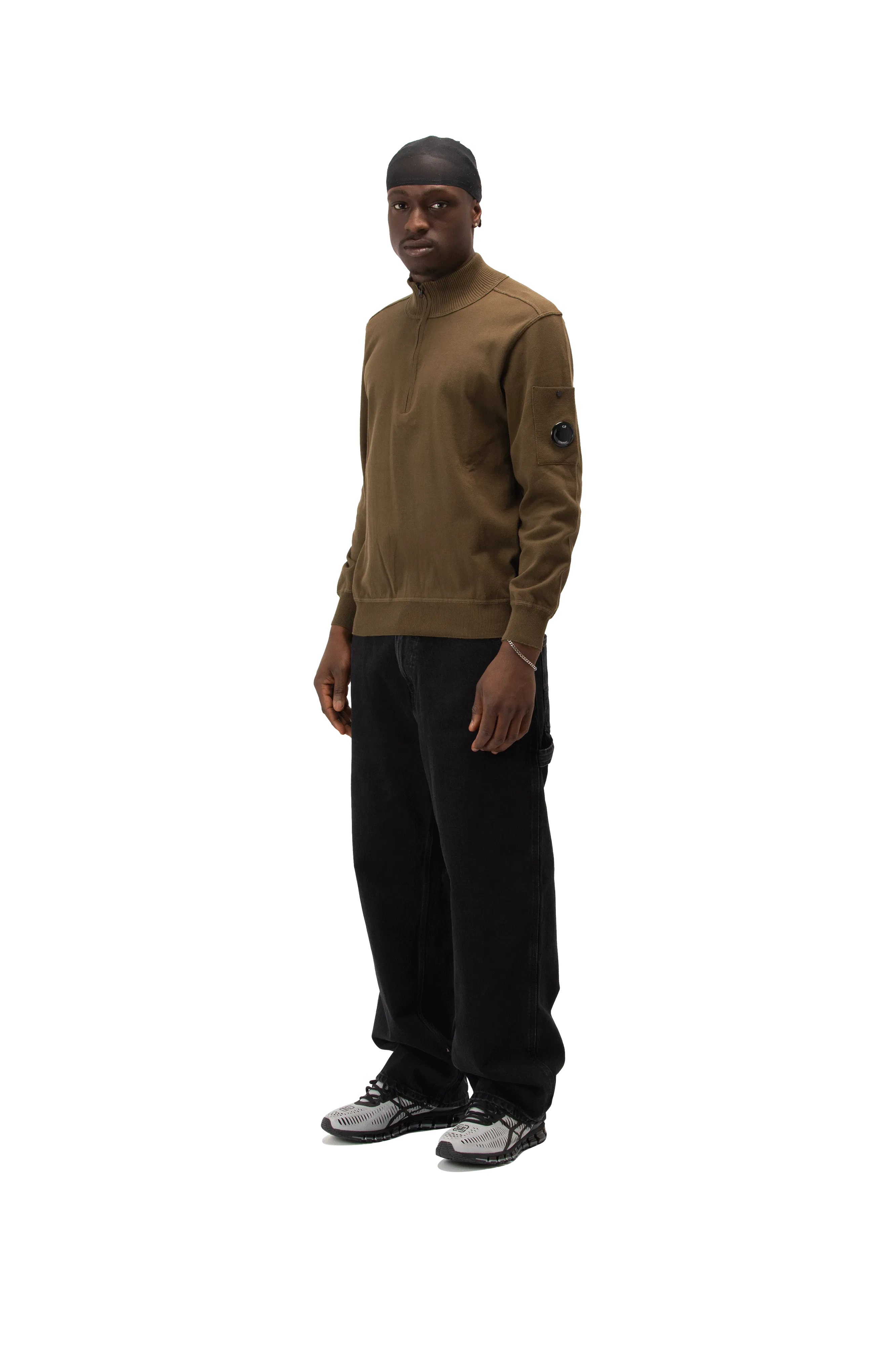 C.P. Company Cotton Sea Island Half Zip Lens Sweater