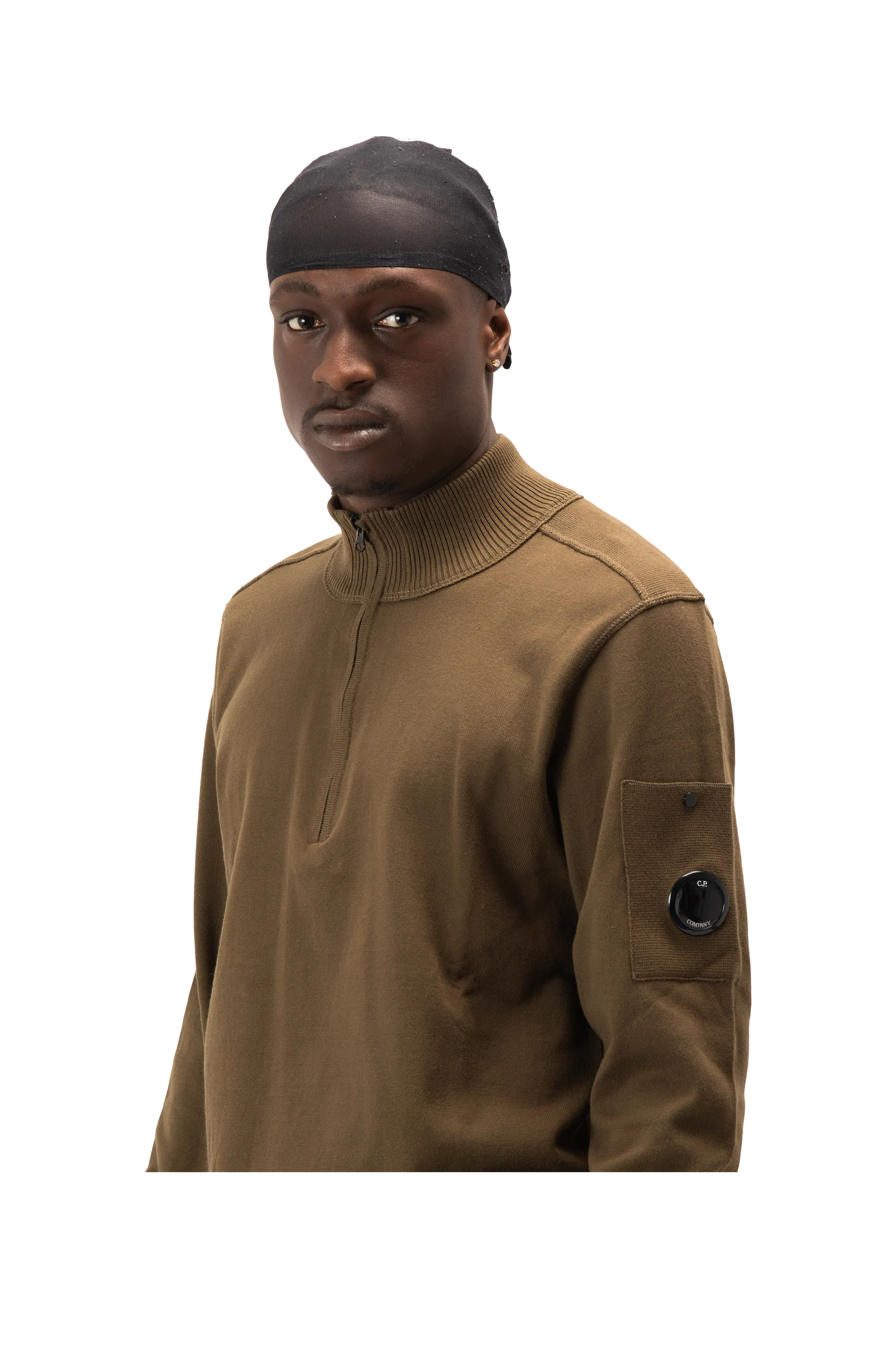 C.P. Company Cotton Sea Island Half Zip Lens Sweater