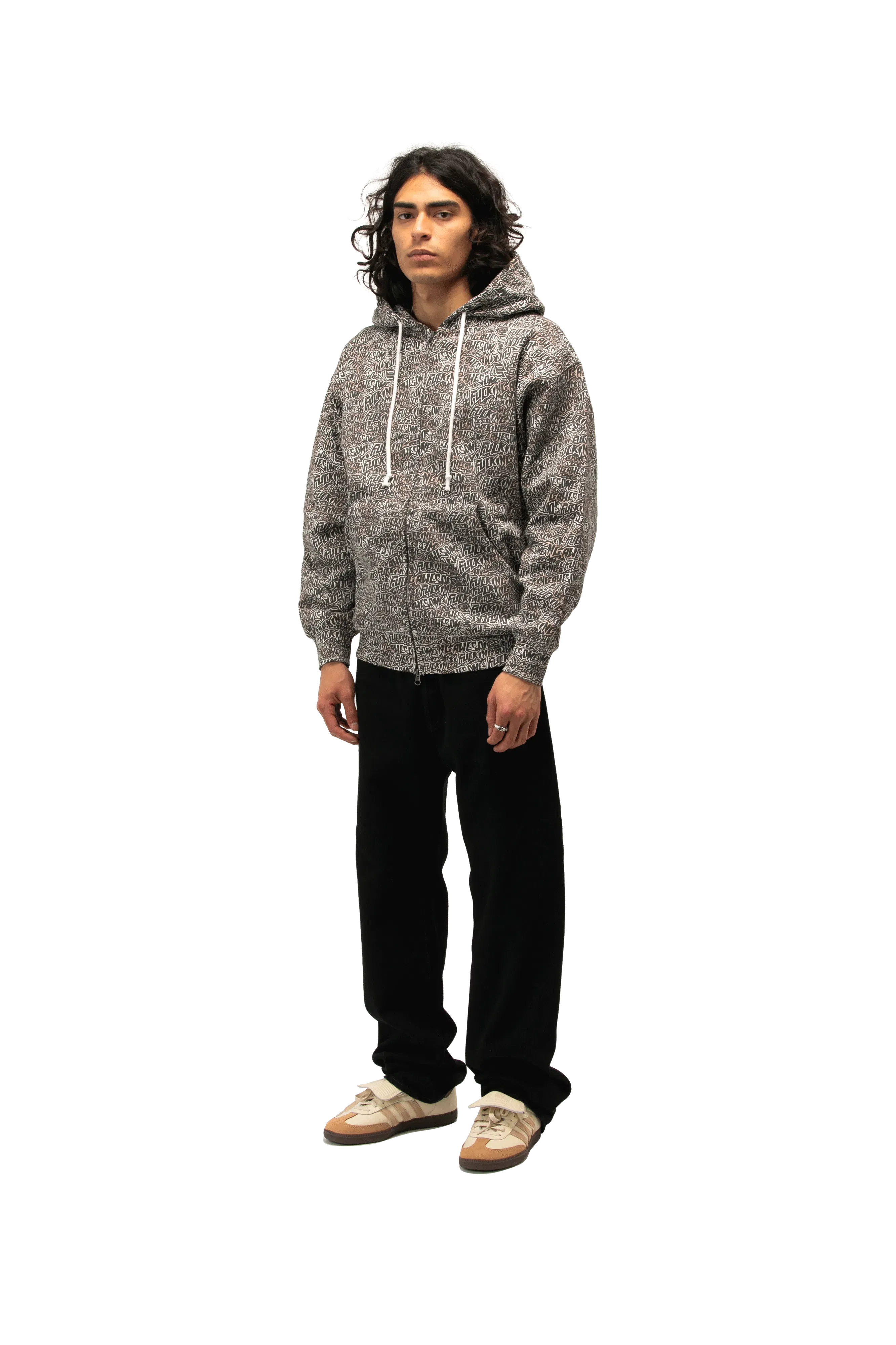 Fucking Awesome Burnt Sticker Stamp Zipped Hoodie
