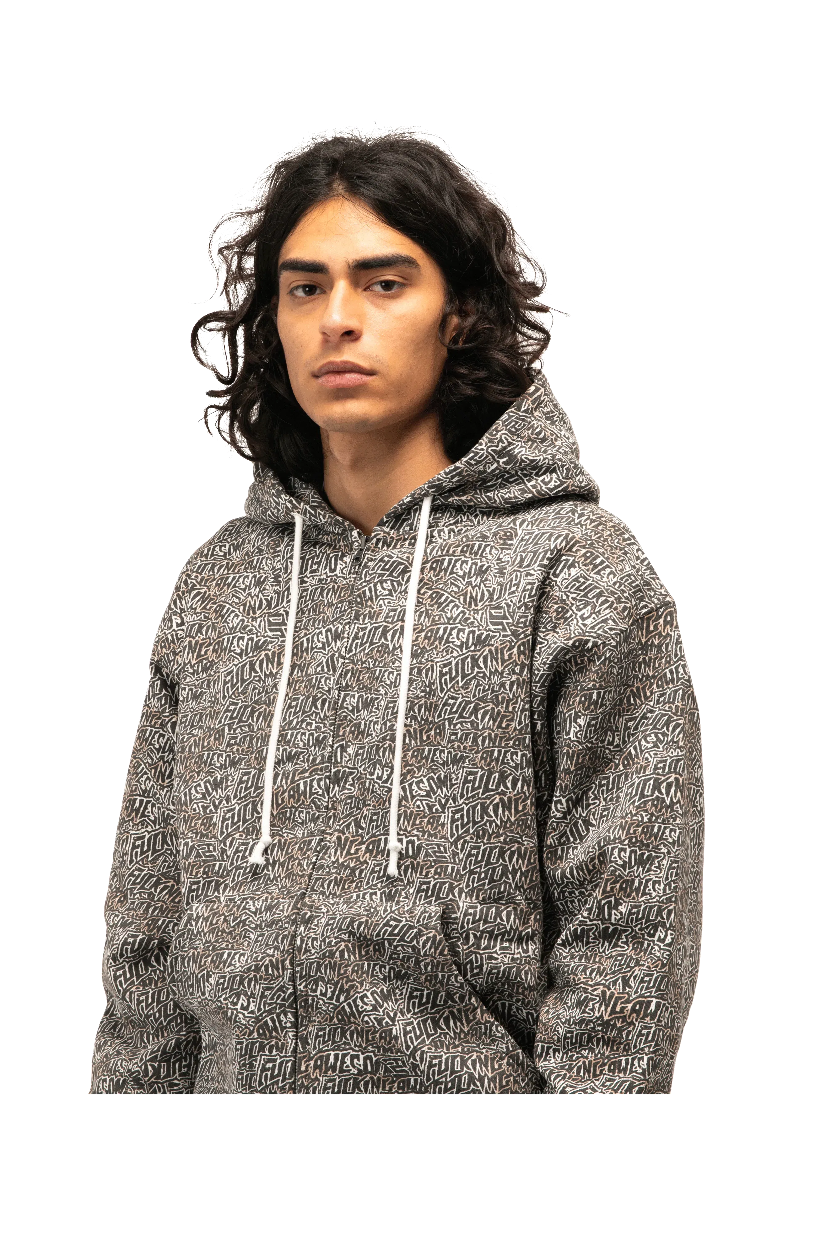 Fucking Awesome Burnt Sticker Stamp Zipped Hoodie