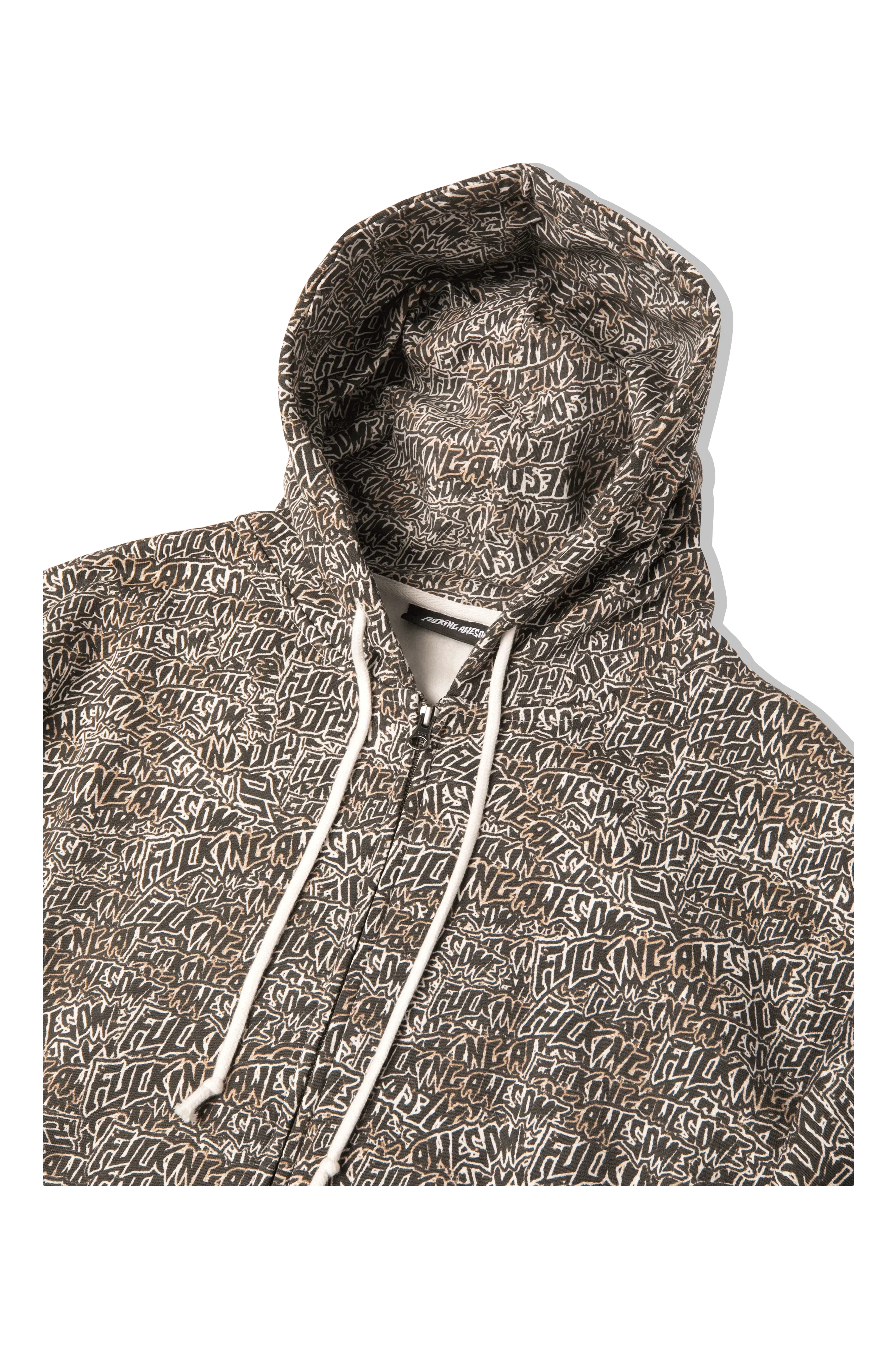 Fucking Awesome Burnt Sticker Stamp Zipped Hoodie