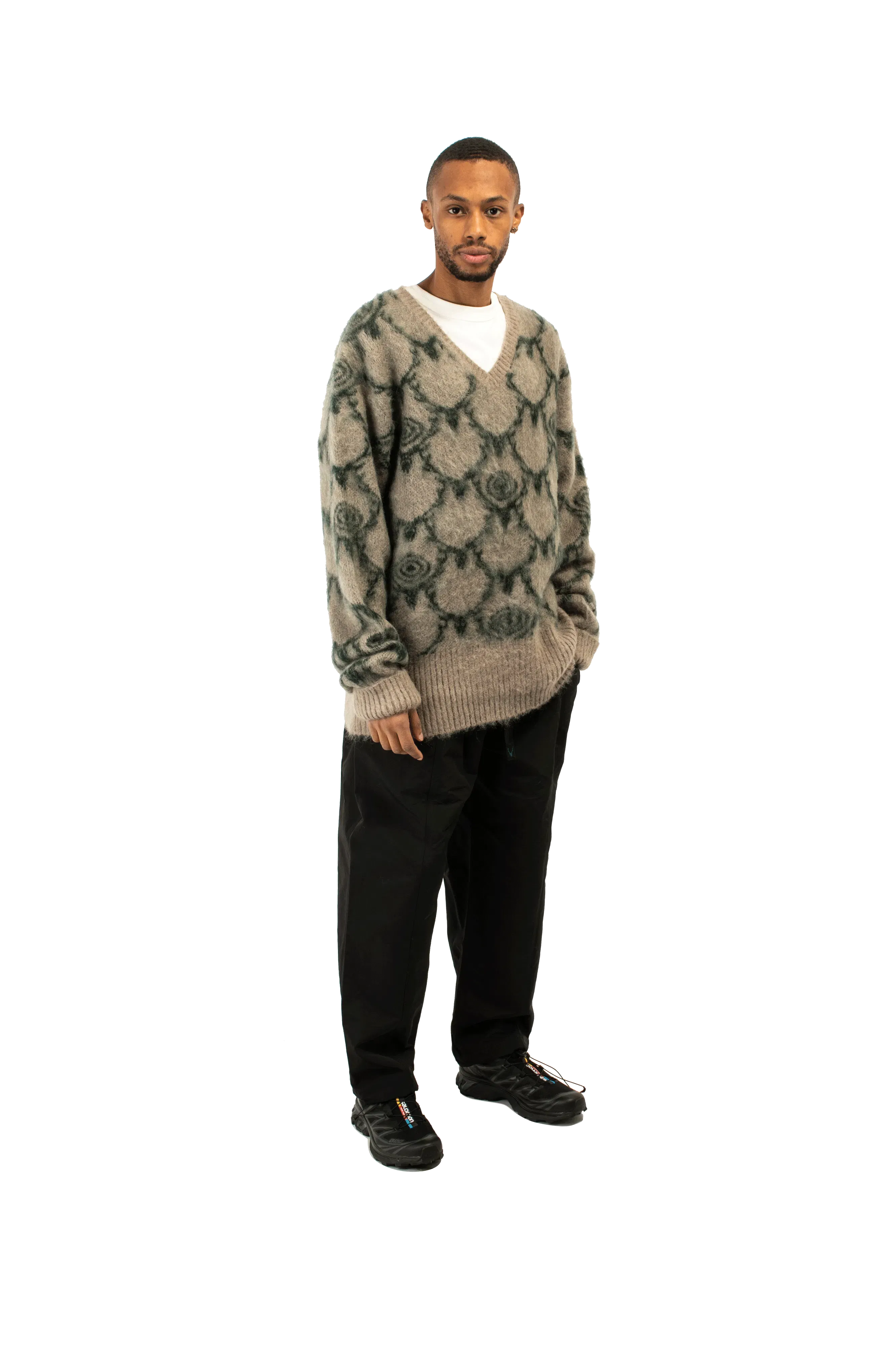 SOUTH2 WEST8 Skull&Target Loose Fit V Neck Sweater