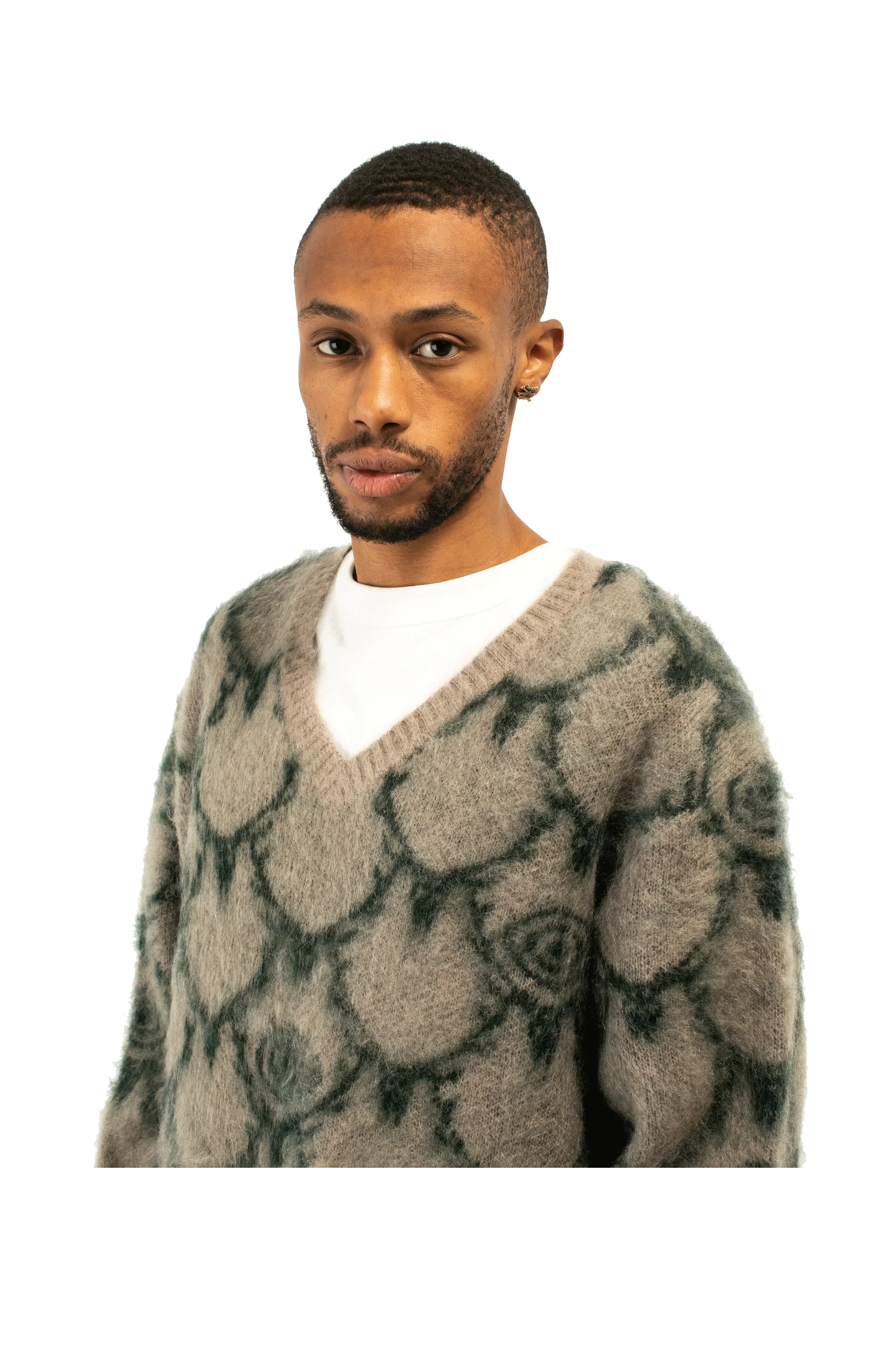 SOUTH2 WEST8 Skull&Target Loose Fit V Neck Sweater