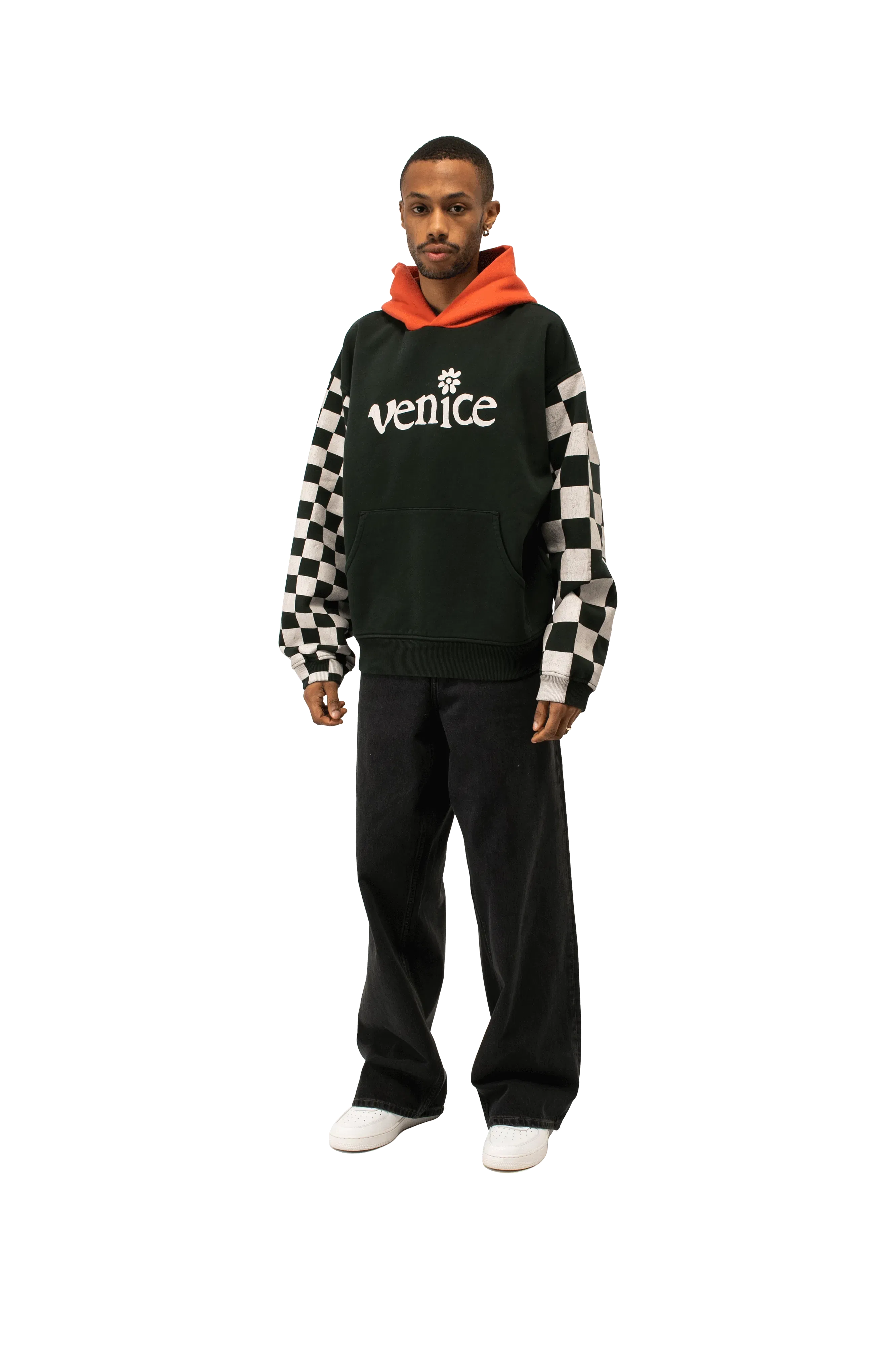 ERL Venice Checker Sleeve Hoodie Knit