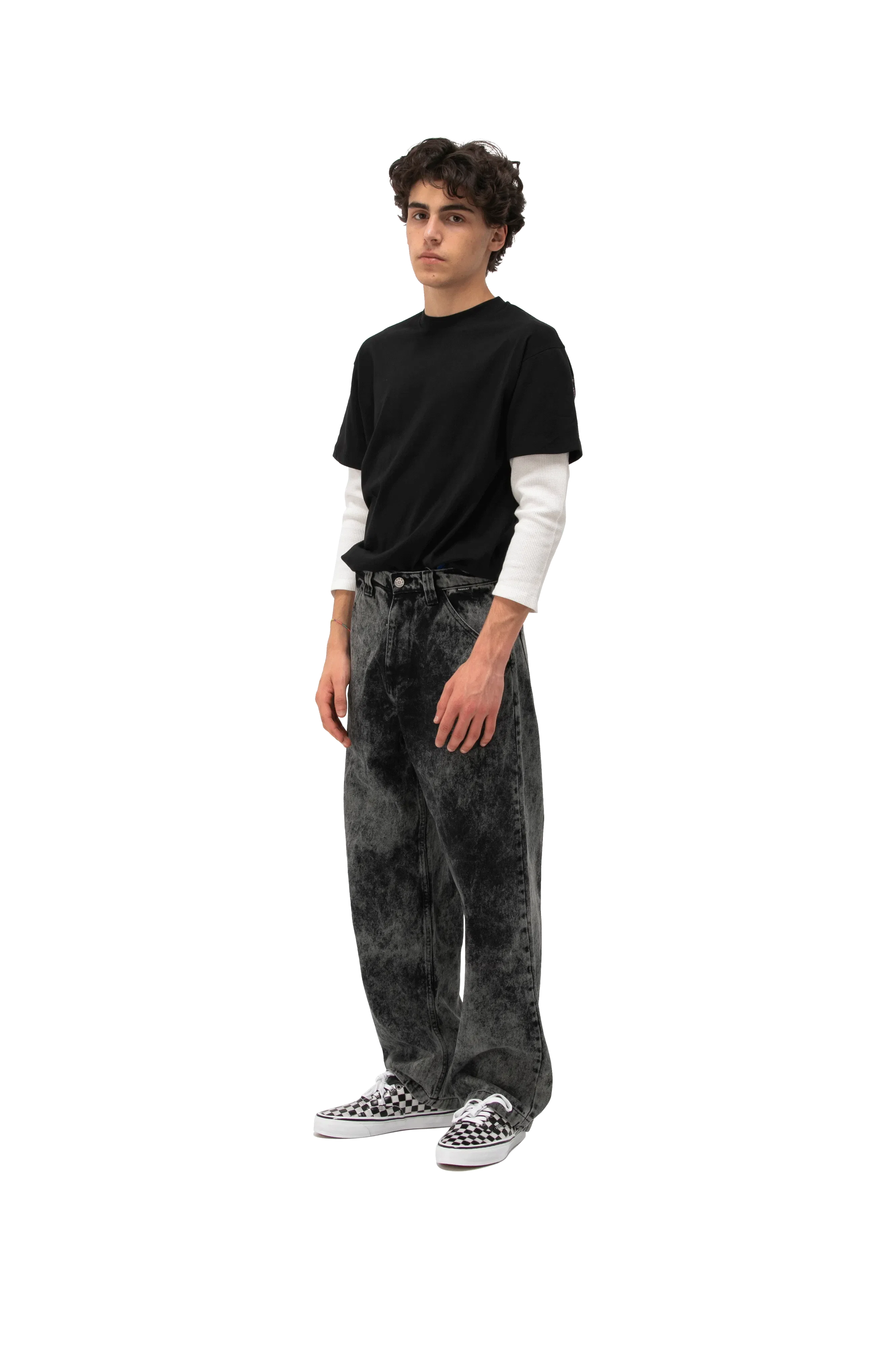 RASSVET Acid Wash Carpenter Work Denim Pant Woven