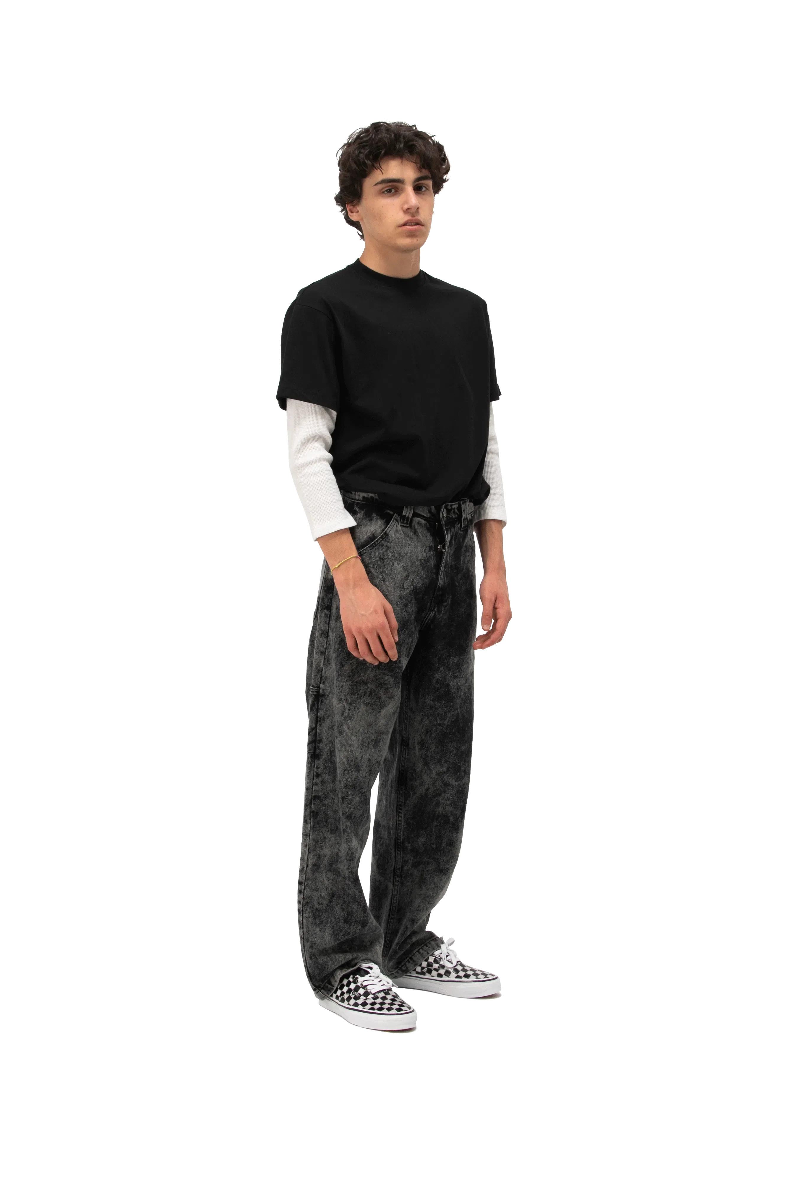 RASSVET Acid Wash Carpenter Work Denim Pant Woven