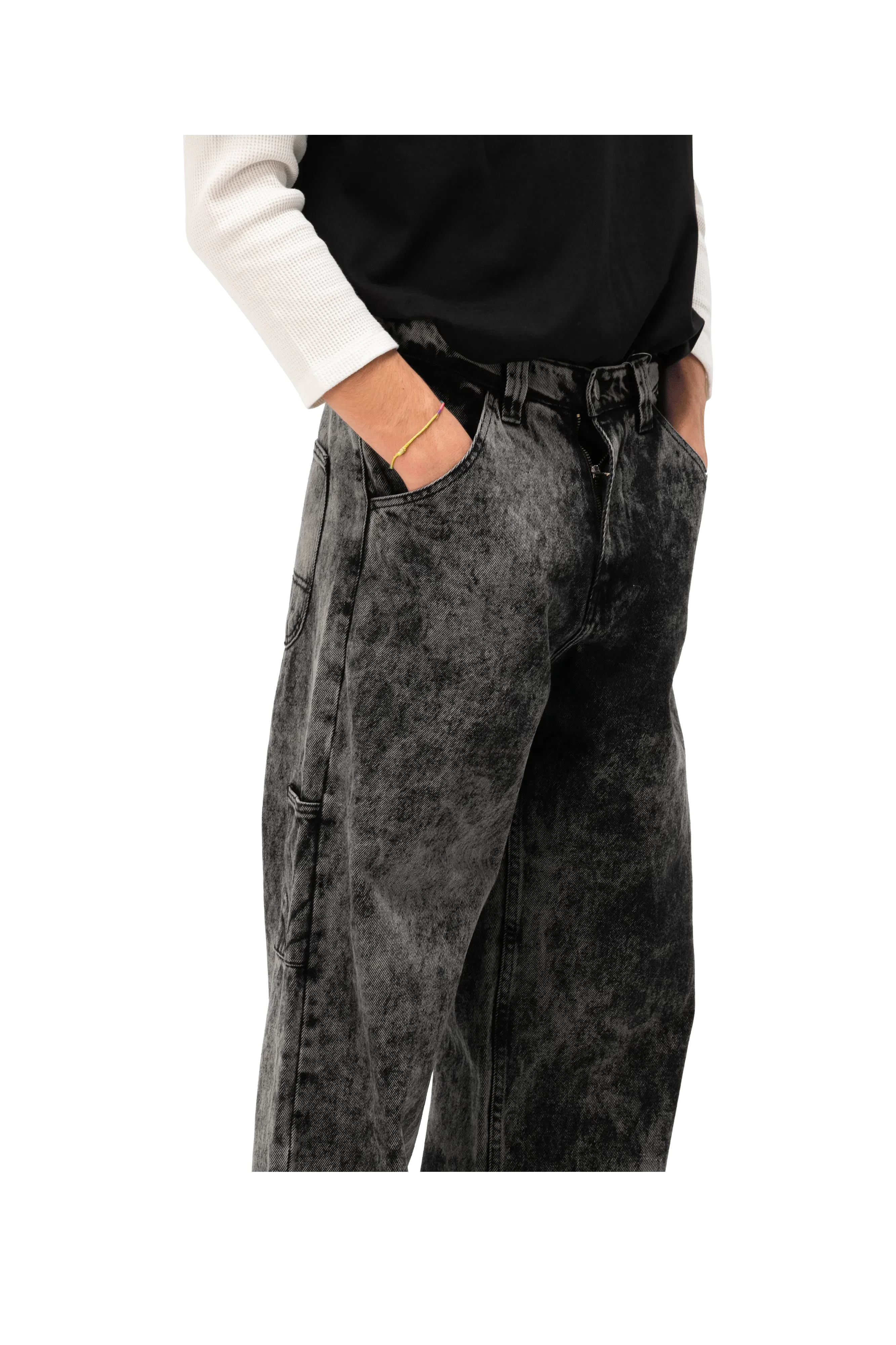 RASSVET Acid Wash Carpenter Work Denim Pant Woven