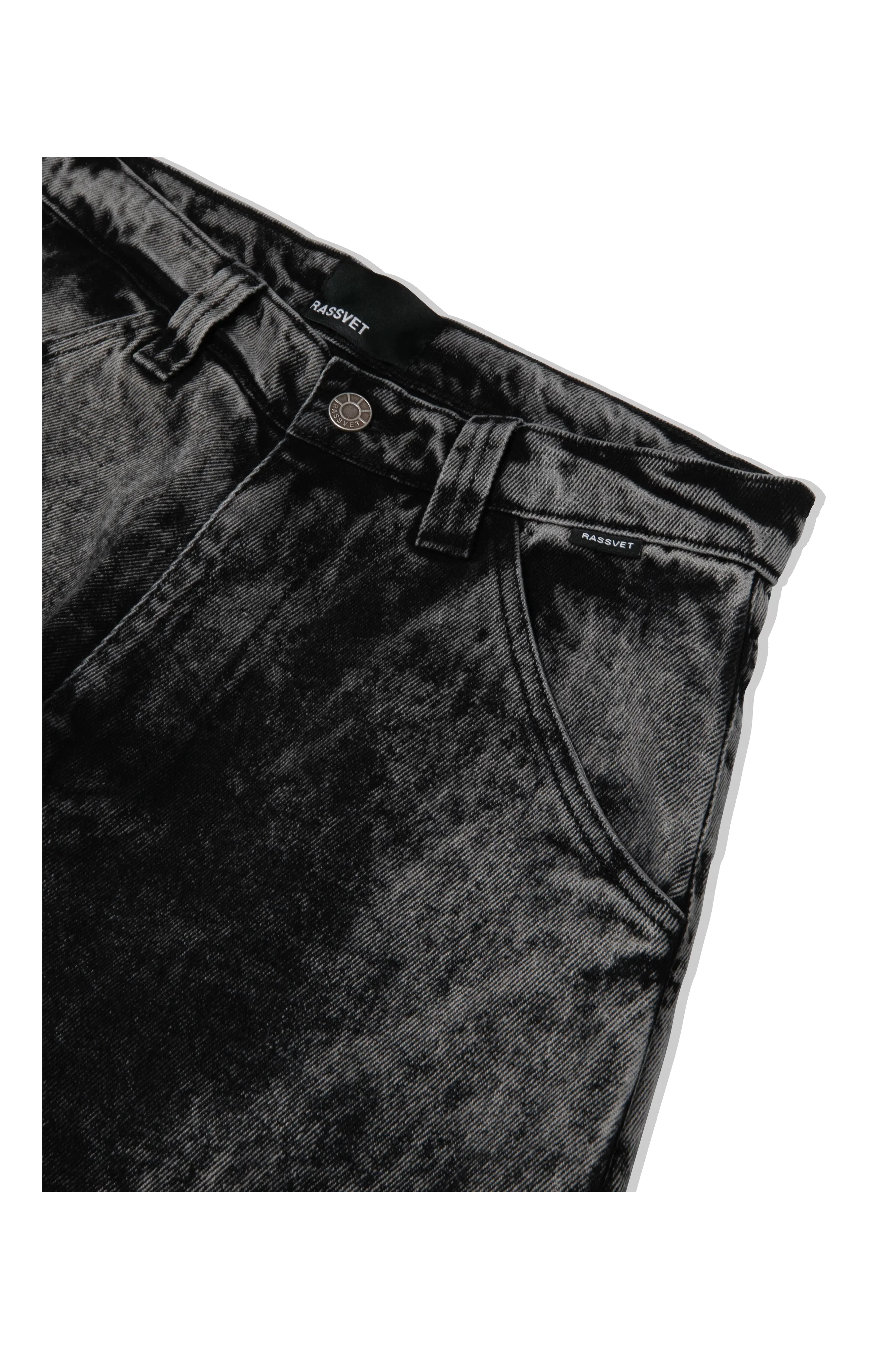 RASSVET Acid Wash Carpenter Work Denim Pant Woven