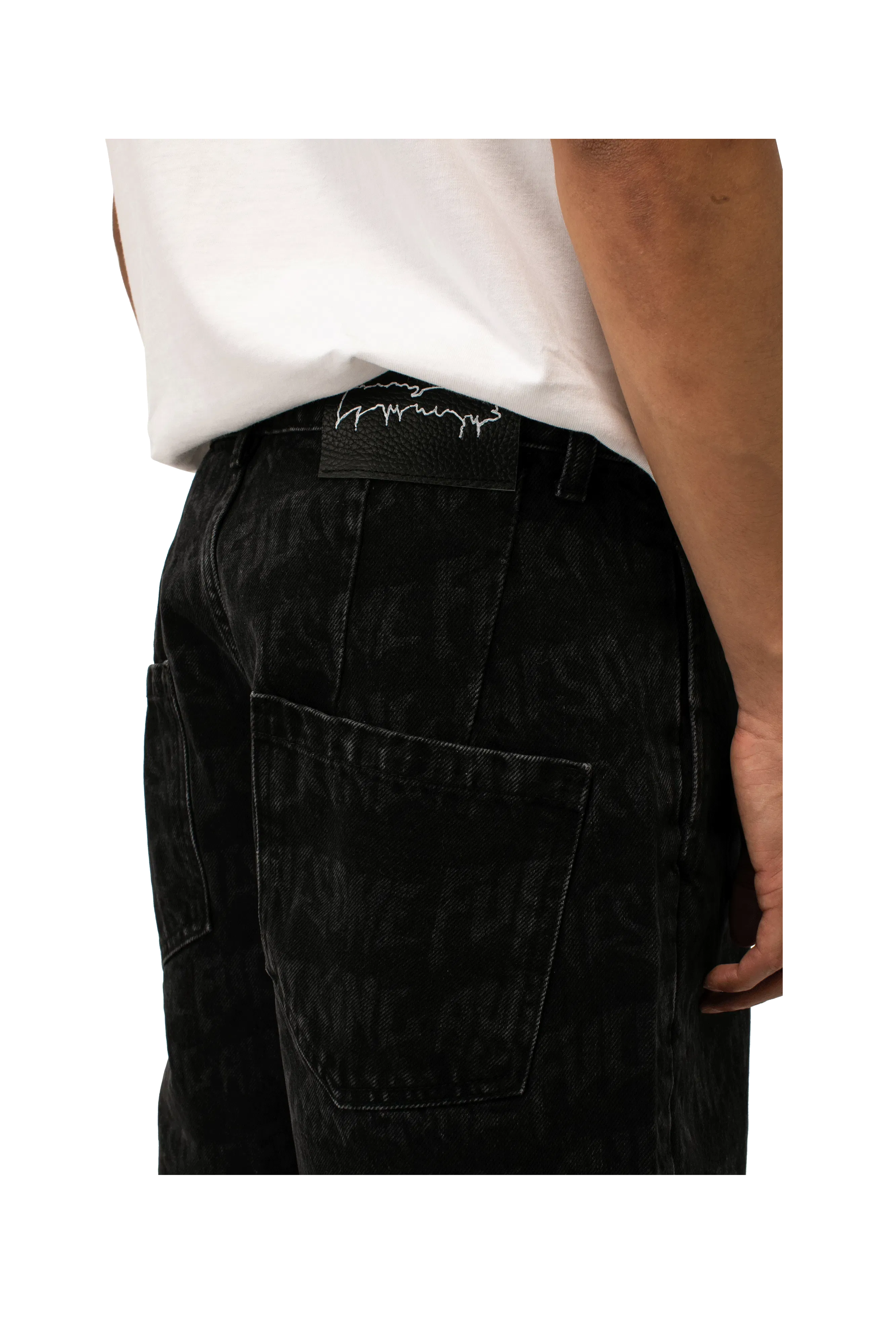 Fucking Awesome Baggy Pleated Denim Laser Stamp Shorts